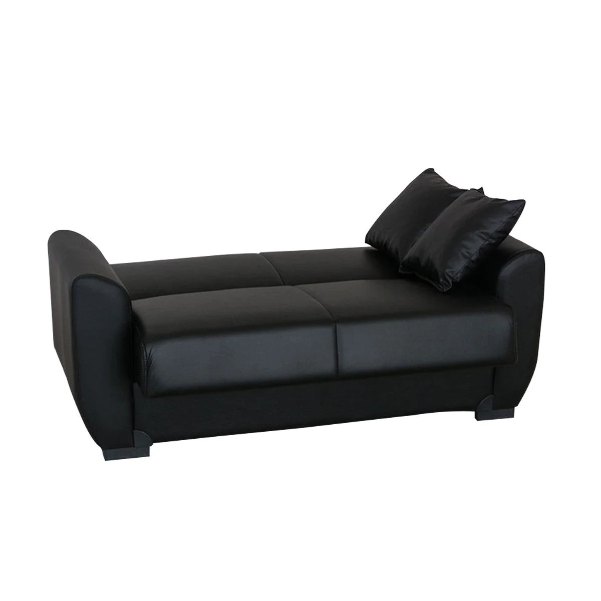 Lola Black PU Leather Loveseat