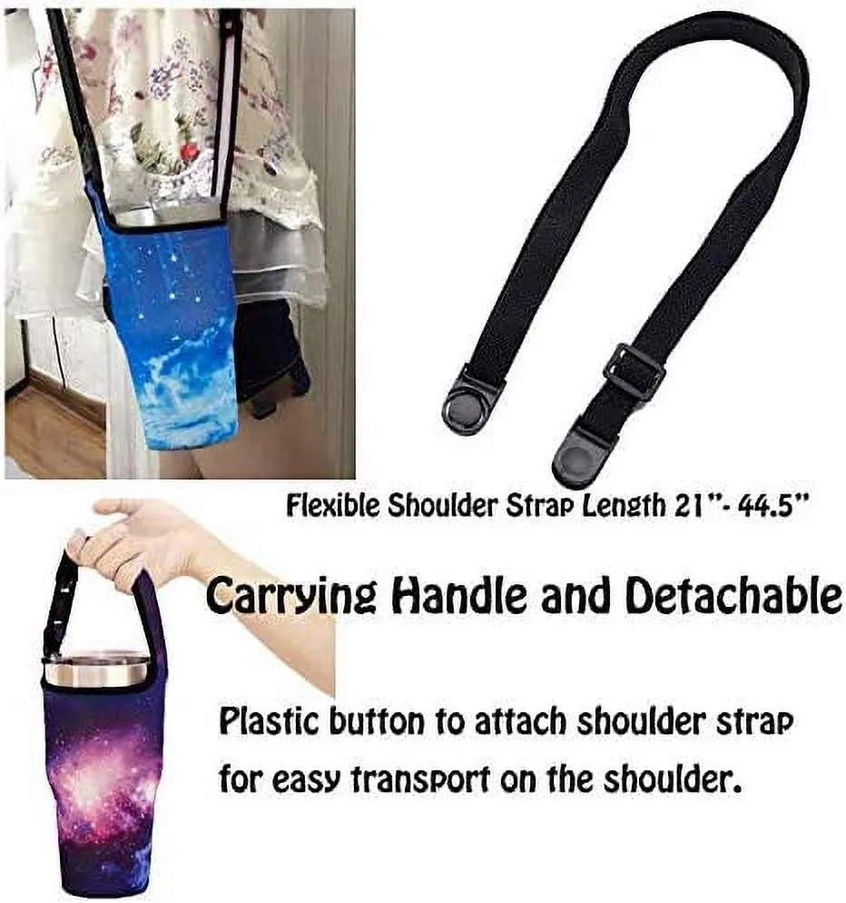Tumbler 30oz Carrier Holder Pouch with Shoulder Strap, Fit for YETI, Rtic, Atlin, Ozark Trail, Rambler 30 oz Insulated Tumbler Coffee Cup, Neoprene Sleeve with Carrying Handle - Blue & Purple Sky