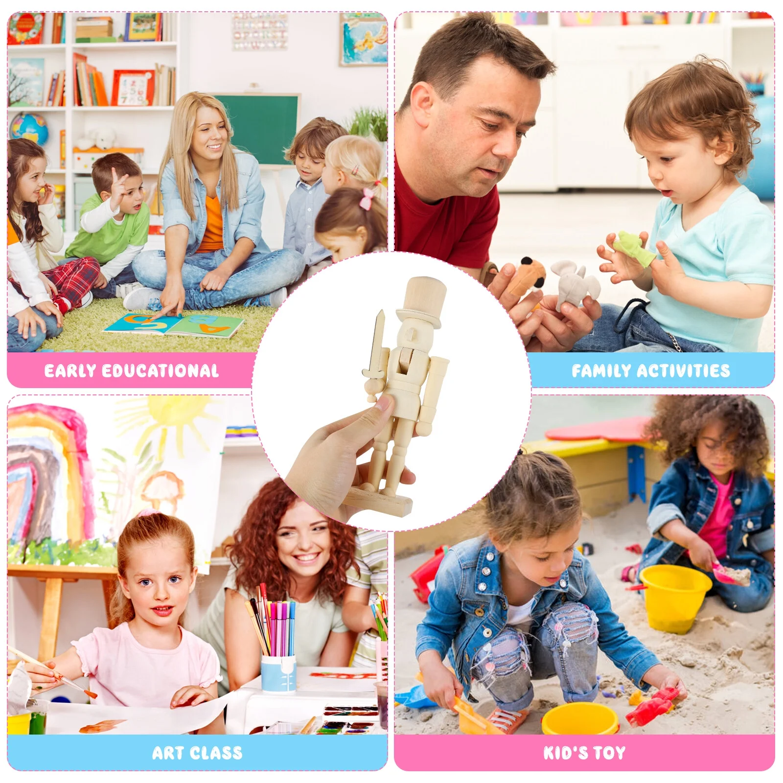 Paintable Nutcracker Unfinished Wooden Nutcracker Doll DIY Adornment Unpainted Nutcracker Soldier