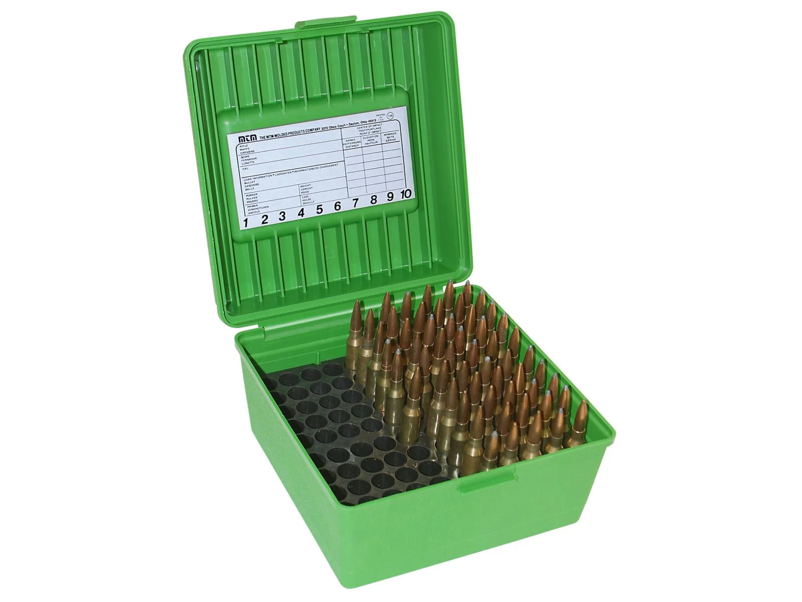 MTM Deluxe Flip top with Handle, R-MAG Series, 100-Round Ammo Case, Green