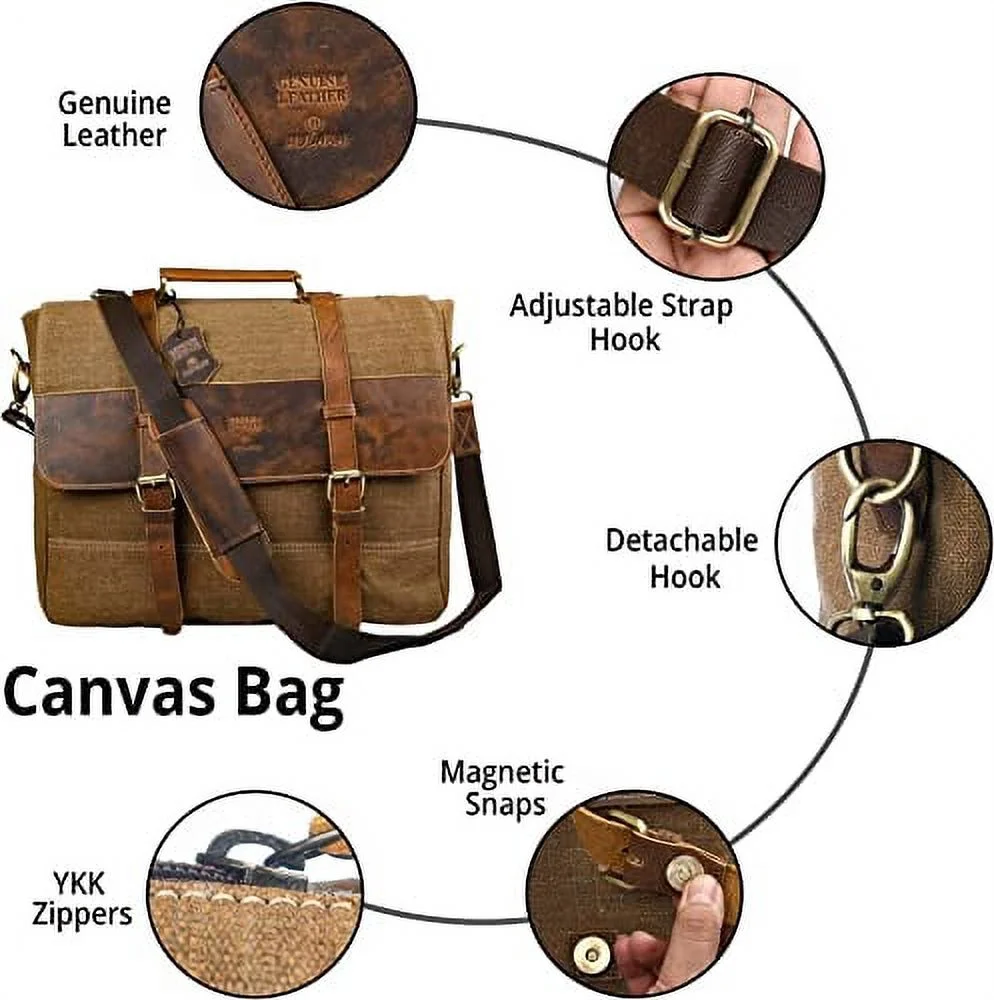 Hulara_ Genuine Leather Messenger Bag For Men And Women Shoulder Bags For Business/Travel/Office/School (16 Inch Bag)