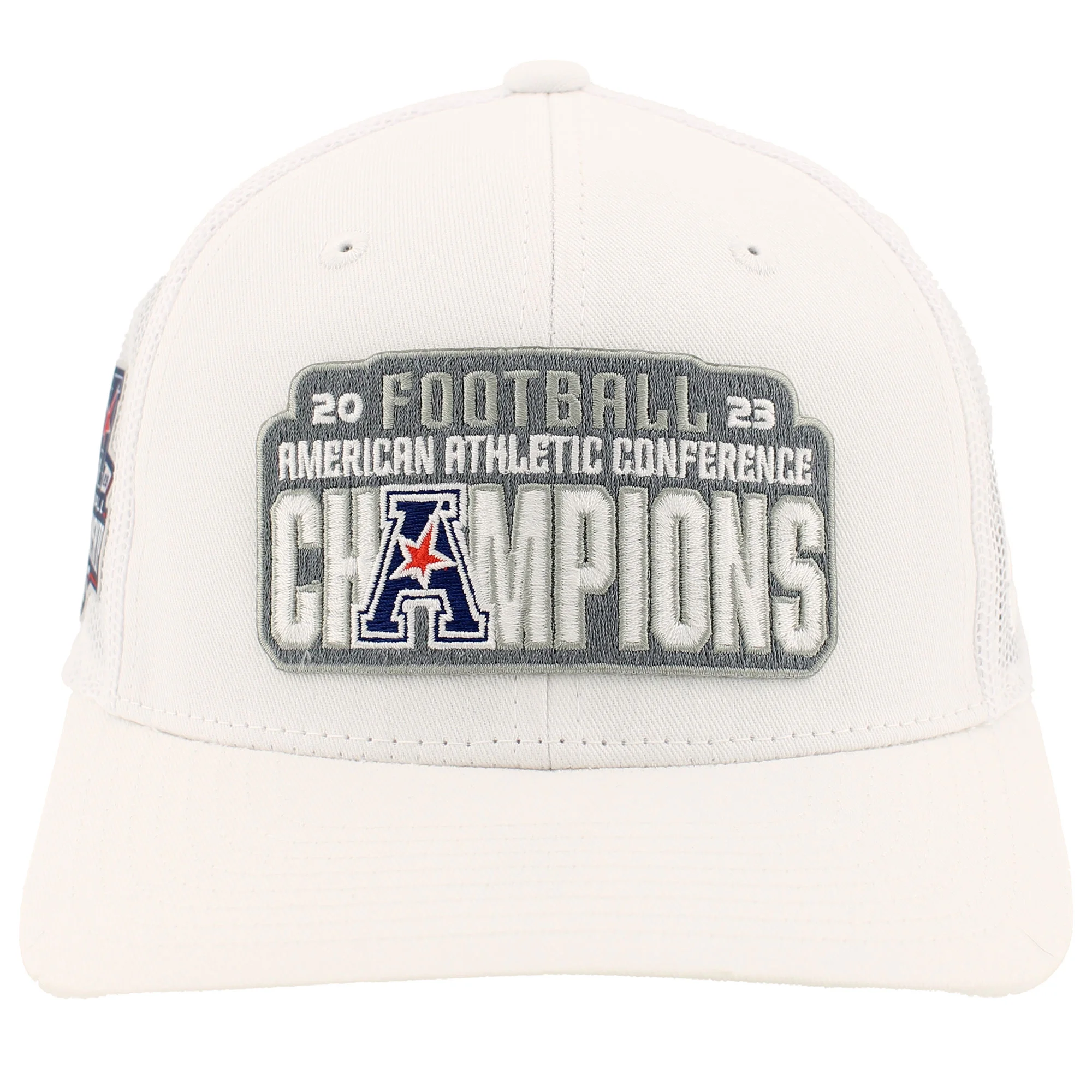 Men's Zephyr  White SMU Mustangs 2023 AAC Football Conference Champions Locker Room Adjustable Trucker Hat