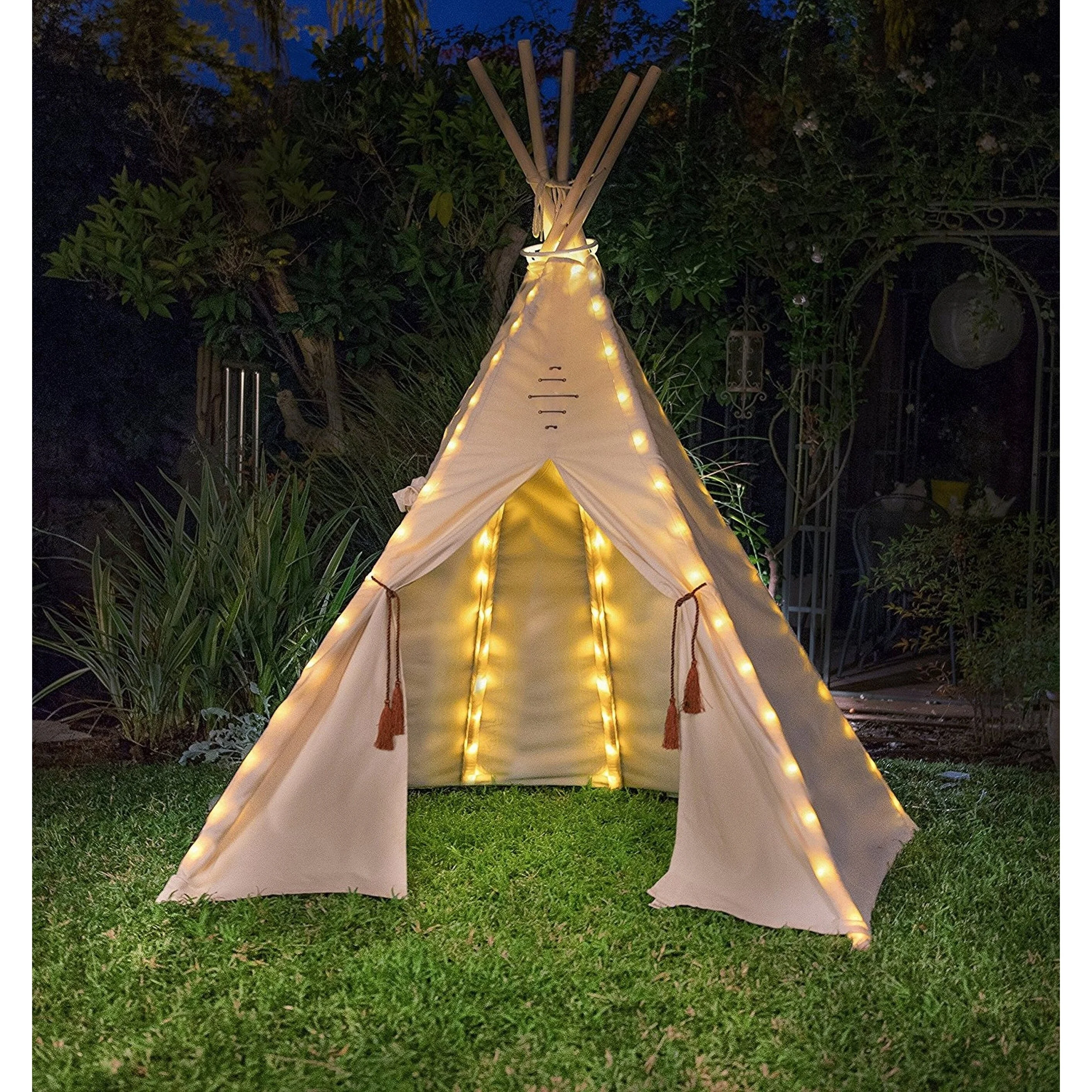 Natural Cotton Canvas Teepee Tent for Kids  Indoor & Outdoor Use - 2pc