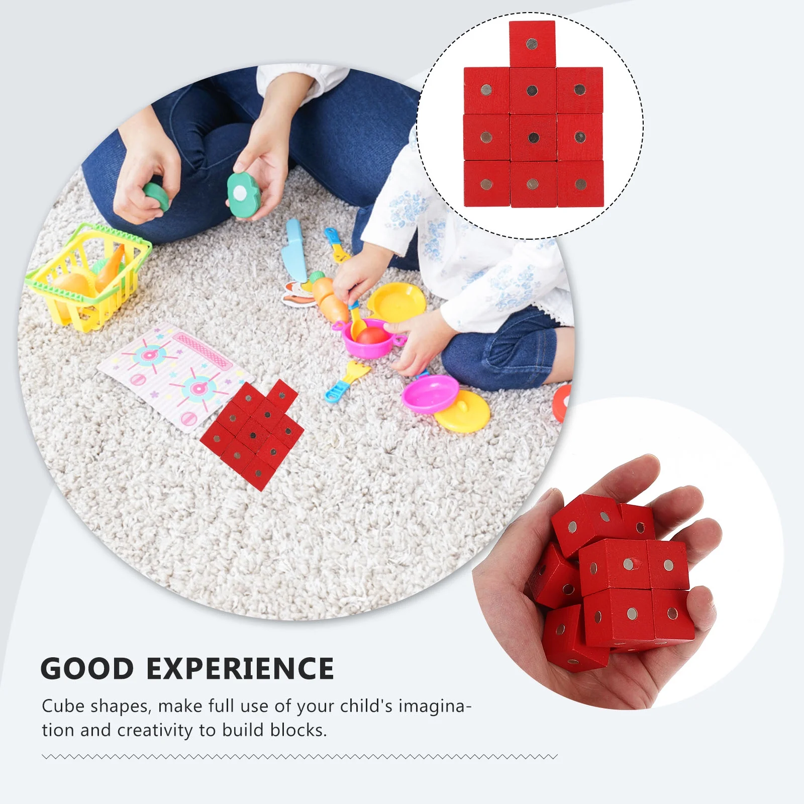 10 Pcs Kids Wooden Toys Magnetic Cube Educational Building Blocks for Parent-child Student