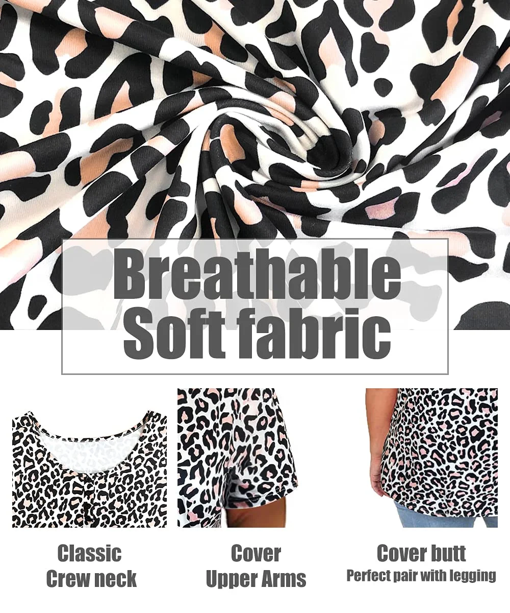 TIYOMI Plus Size Leopard Tops For Women Short Sleeve Henley Shirts Buttons Up Summer T-shirts Cheetah Print Henley Crewneck Casual Tunics XL 16W 18W