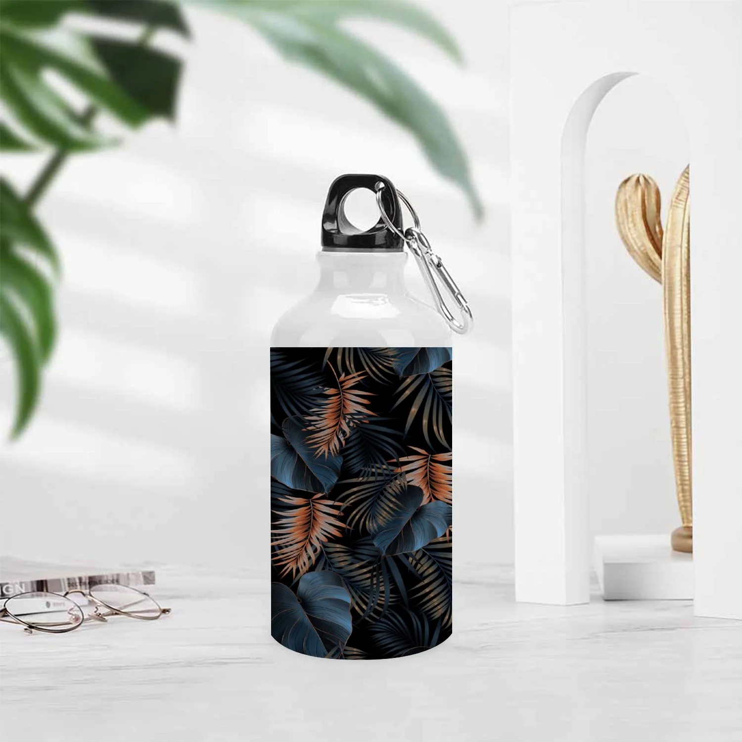 SKYSONIC 400ml Sport Aluminum Water Bottle,Leaf,Sport Multipack Leak Proof Easy Carry Travel Bottle with Twist Cap for Gym Hiking Camping Running Bike Outdoor