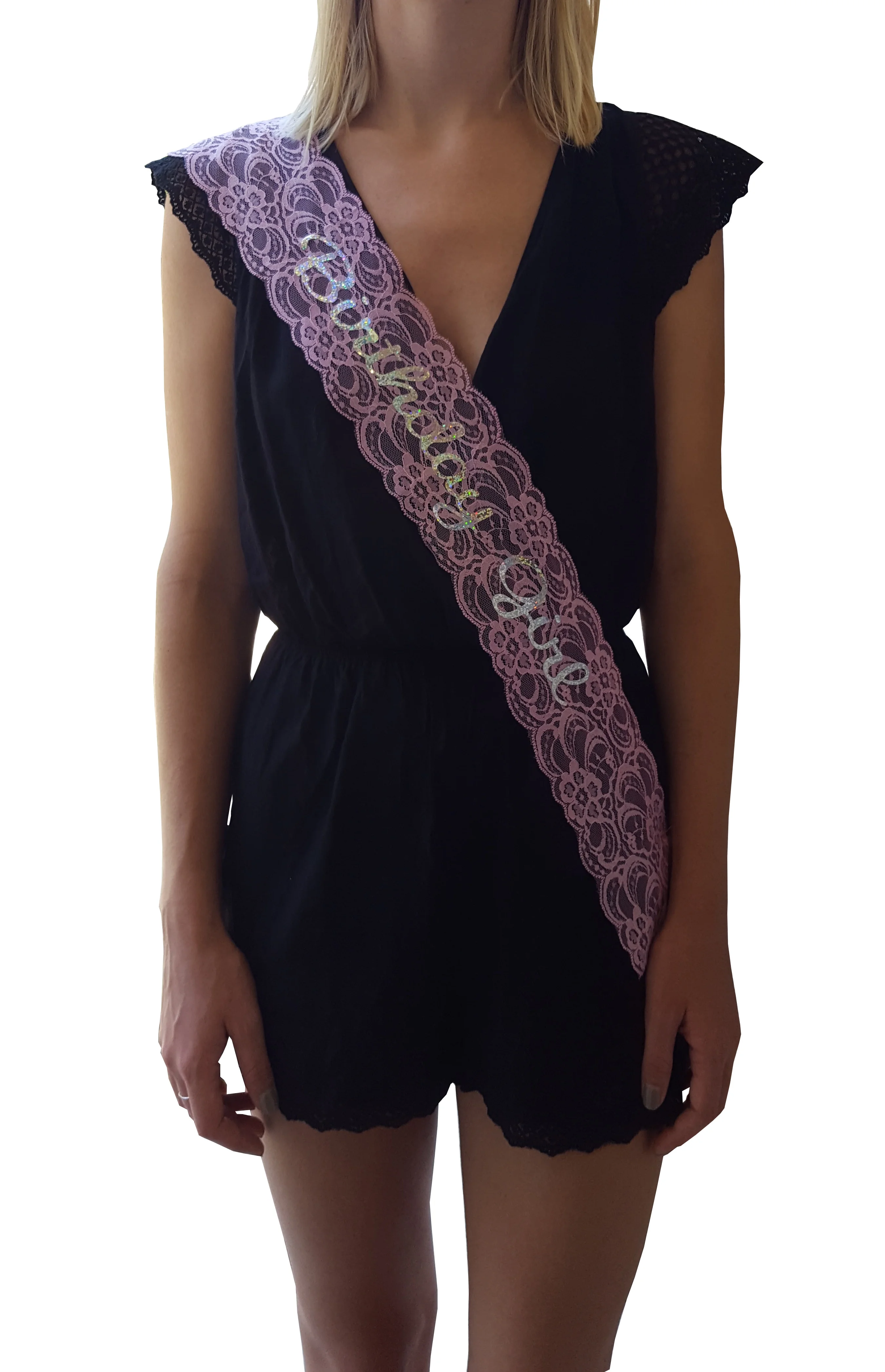 Birthday Girl Lace Sash: Great for Sweet 16, 18th, 21st, 30th, 40th Birthday Parties (Pink)