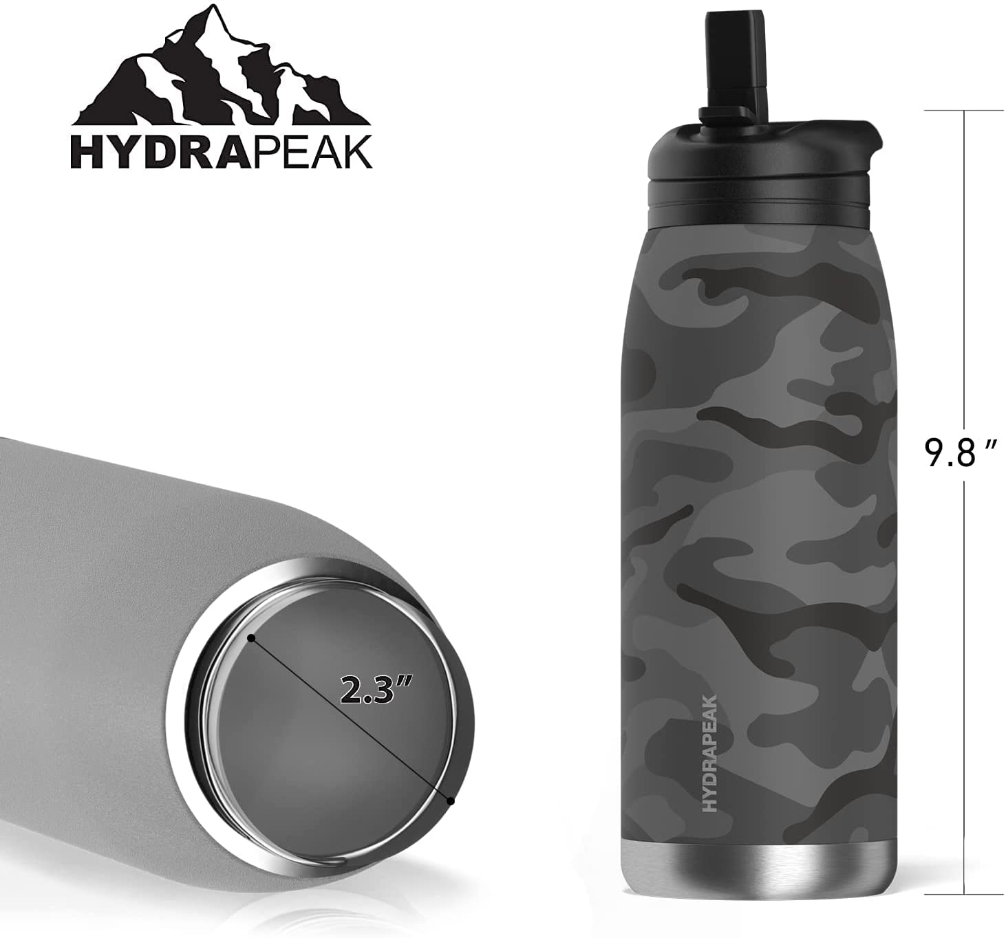 HydraPeak Flow 32oz Stainless Steel Insulated Bottle - Black Camo