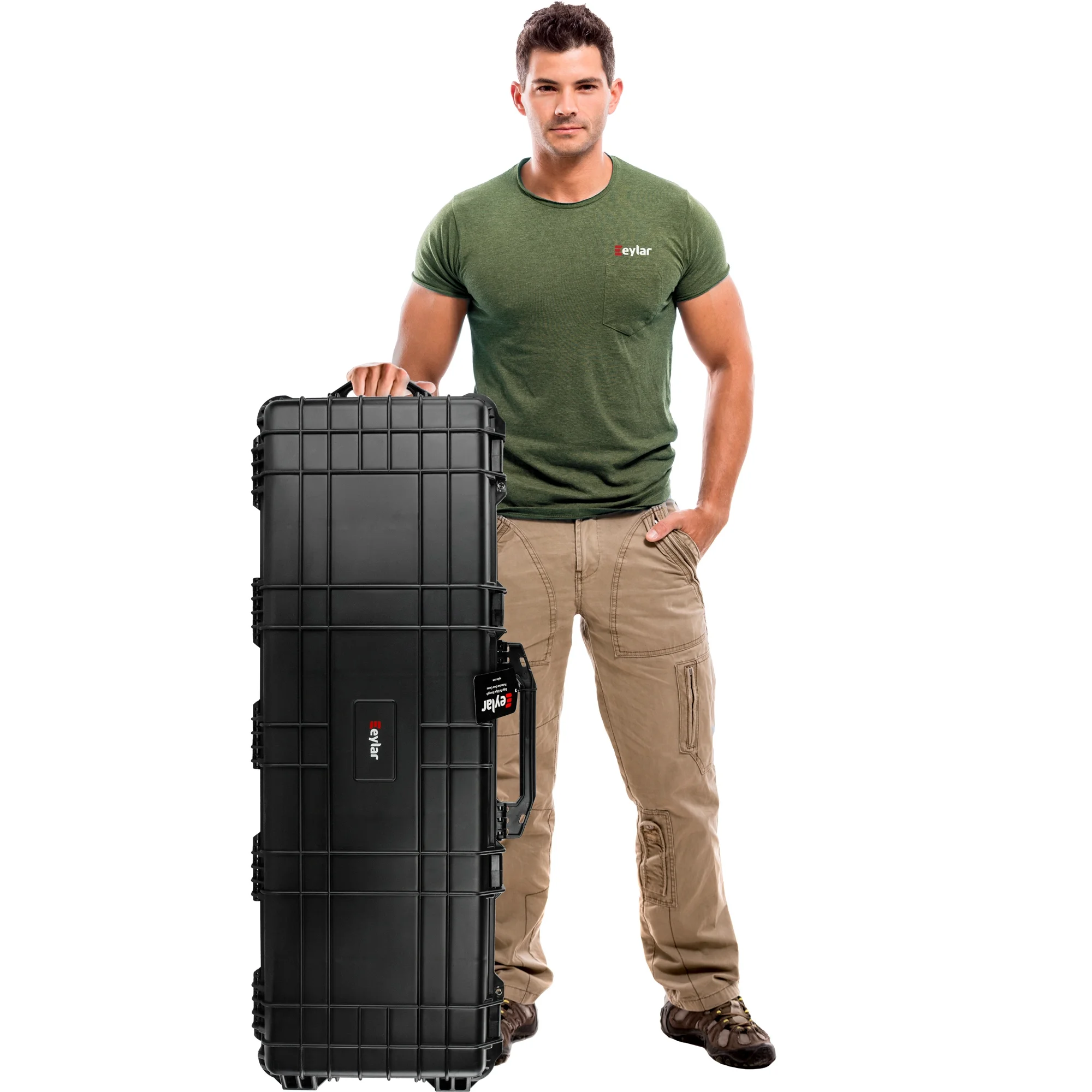 Eylar 44 inch Roller Hard Case with Protective Foam, Mil-Spec Waterproof & Crushproof, Pressure Valve with Lockable Fittings Black