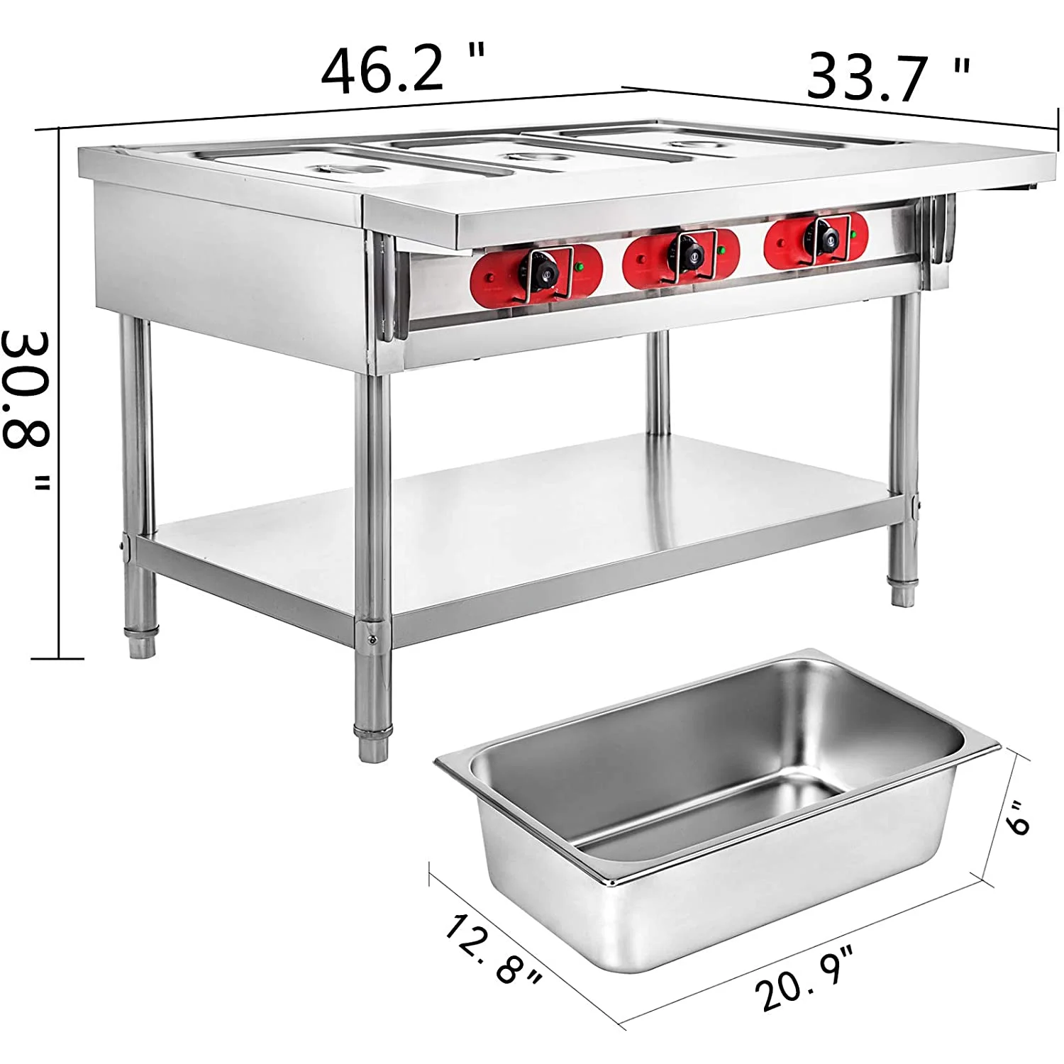 Vevor CJRT3G1500W000001V1 3 Pot Commercial Electric Food Warmer