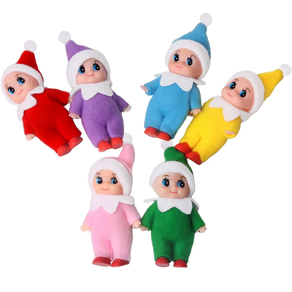 6Pcs Set Tiny Baby Elf Doll,Christmas Miniature Elf Decoration,Newborn Gift Toy Baby Grow Elf Dolls with Feet and Shoes