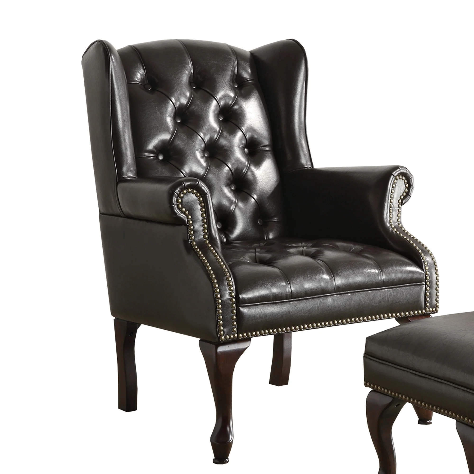 Benzara Significantly Grand Accent Chair W/Ottoman, Black