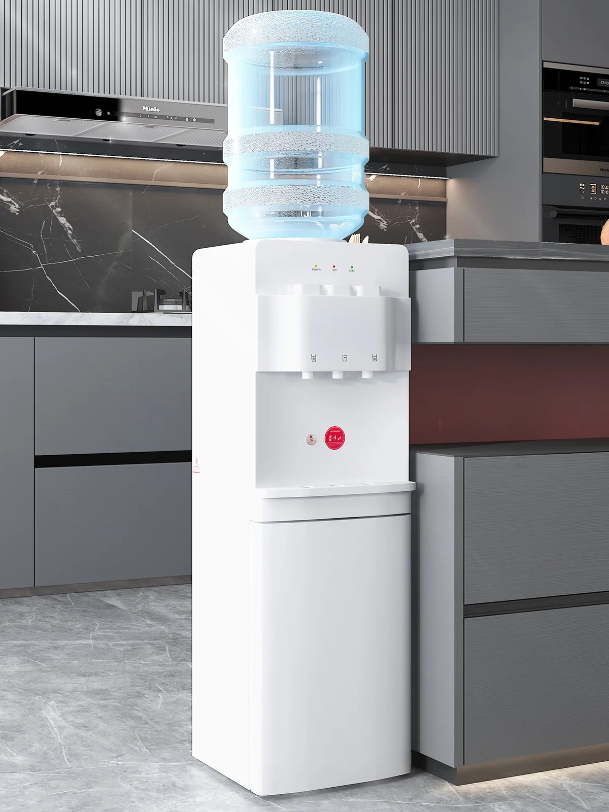 TABU Top Load Water Dispenser 3 or 5 Gallon,Hot/Cold/Room Temperature,Child Safety Lock,White