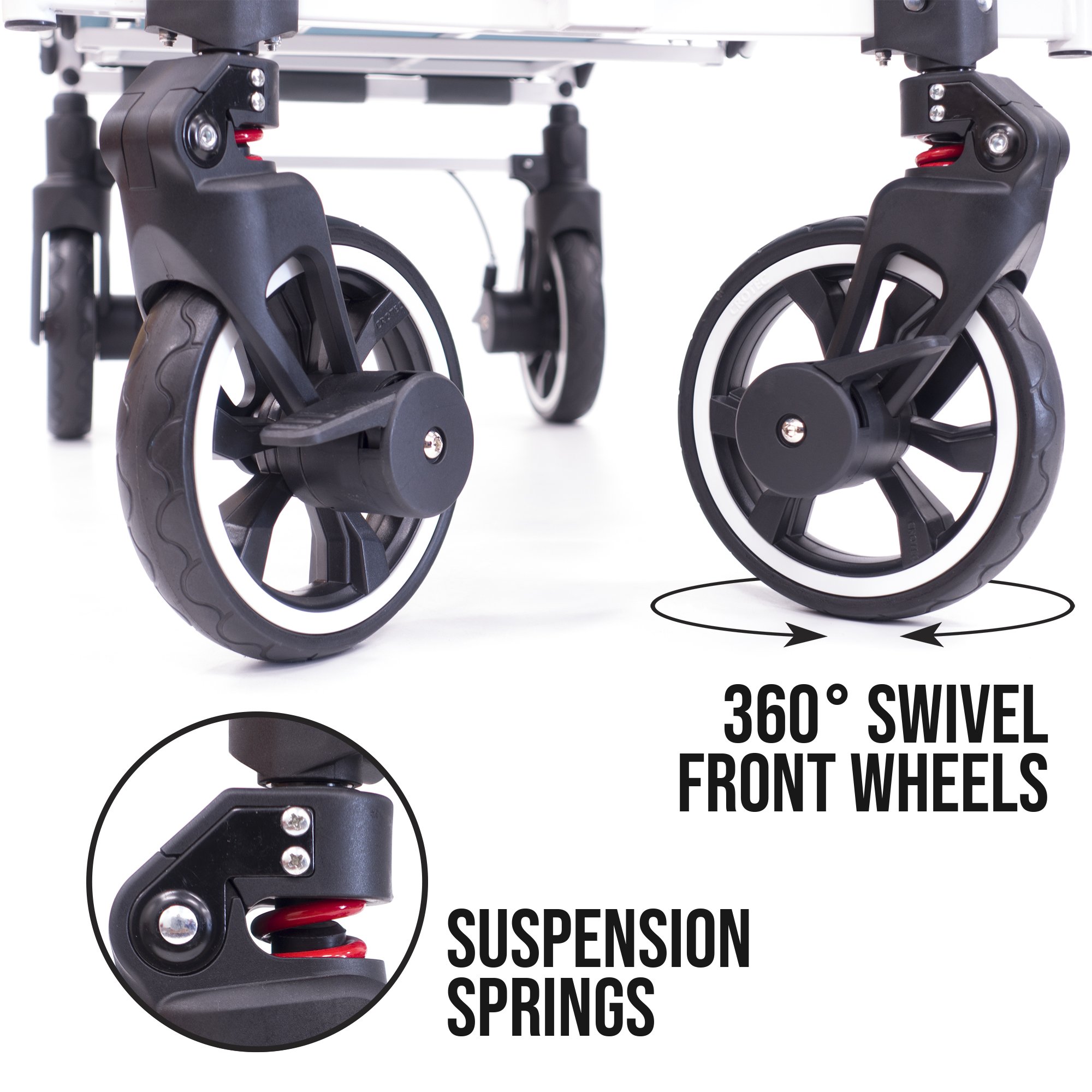 CREATIVE OUTDOOR Push-Pull Folding Wagon Stroller Cart w/ Removable Cooler & Canopy, Teal Blue