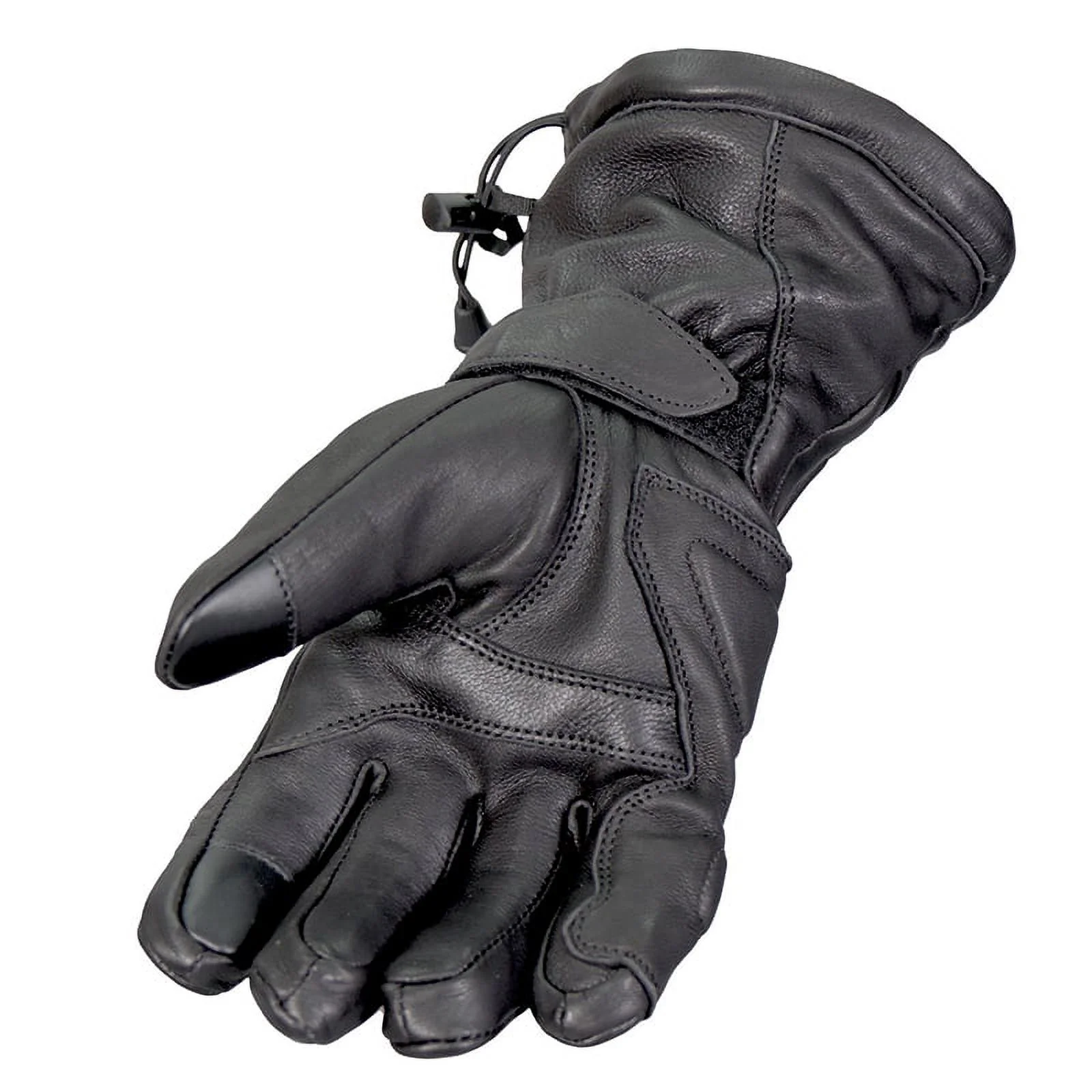 Hot Leathers GVD1015 Black Deerskin Leather Gauntlet Gloves Large