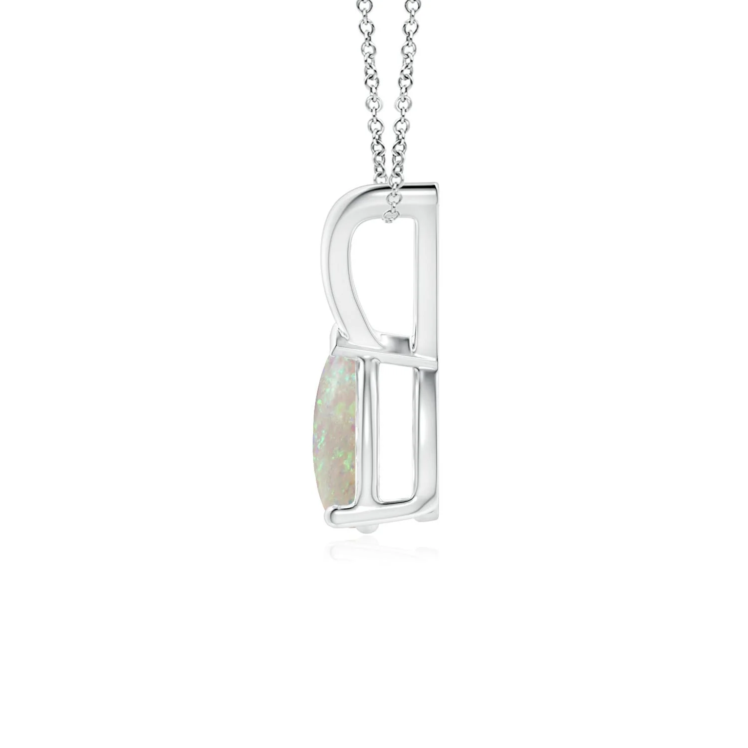 Angara Natural 7x5mm Pear Opal Solitaire Pendant Necklace in Sterling Silver for Women