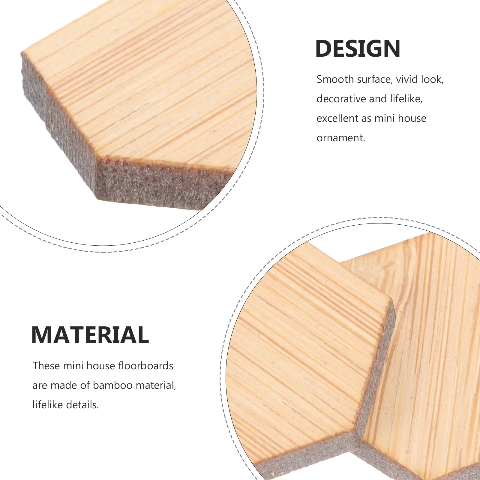 48pcs Doll House Miniature Flooring Decor Mini Hexagon Bamboo Floorboard Doll House Layout Prop