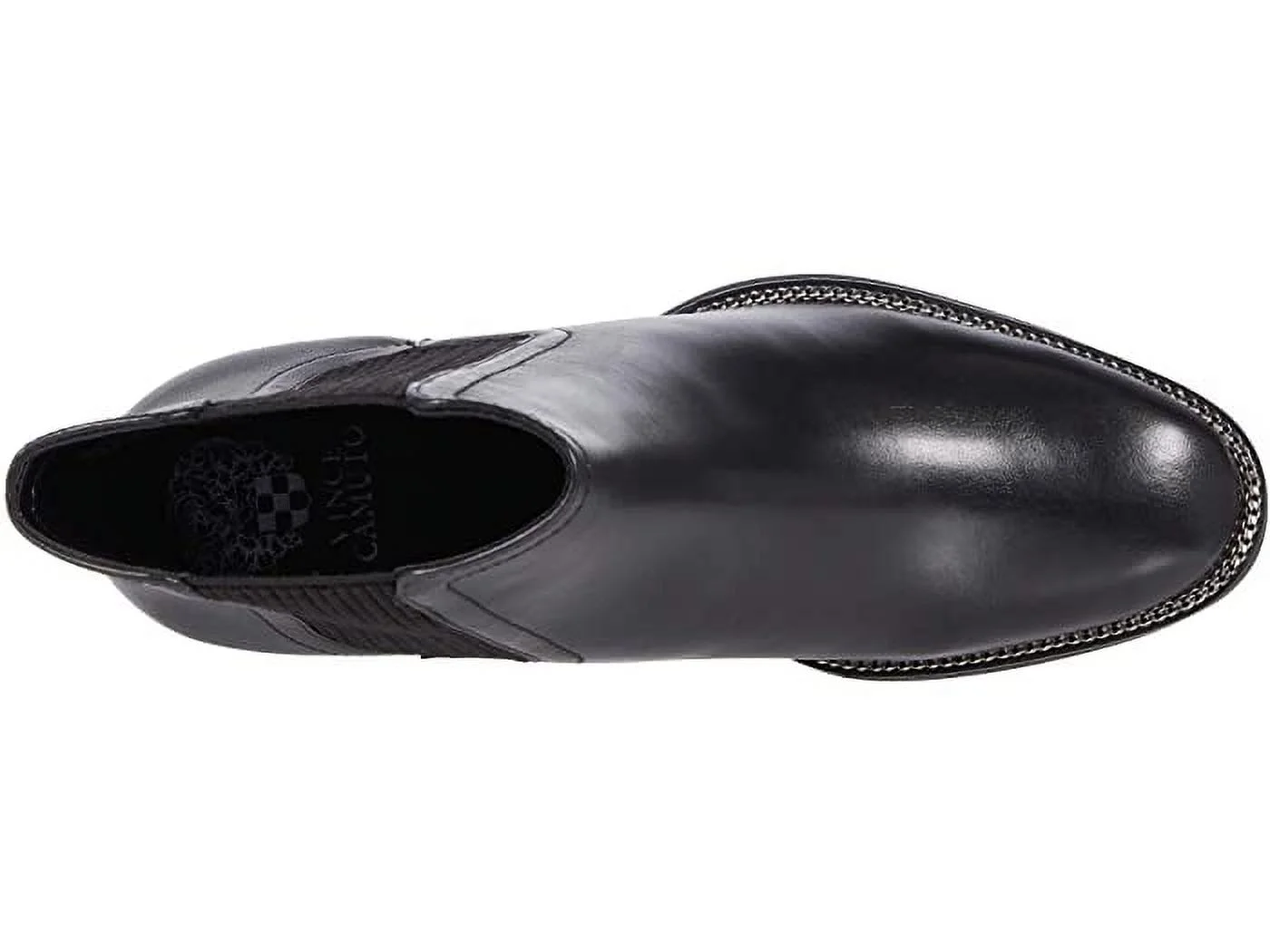 Vince Camuto Jentilliy Black Leather Block Heel Almond Toe Booties Chelsea Boots (Black, 9.5)