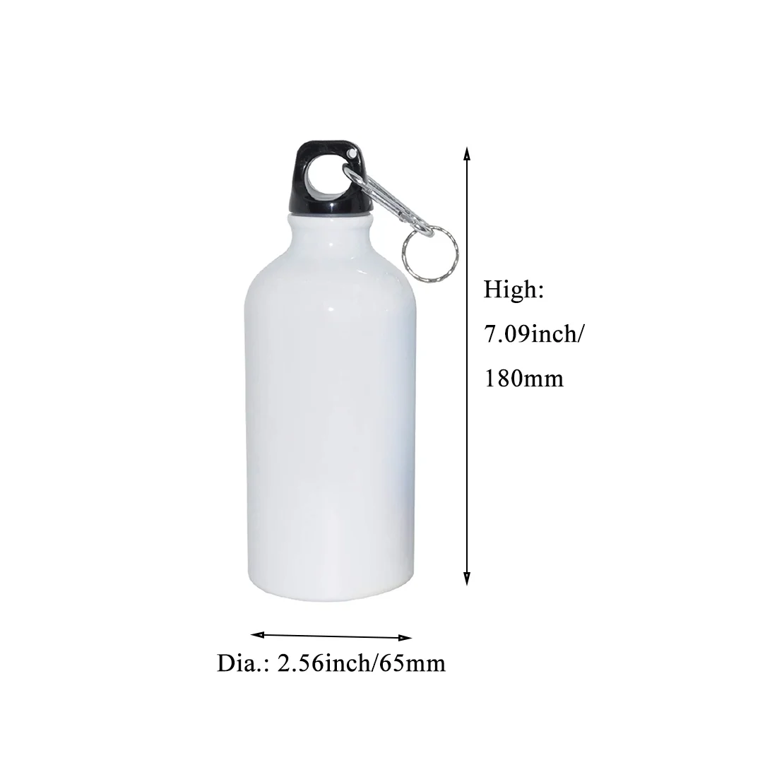 INTBUYING 50pcs 500ml Aluminium Water Bottle with Safe Lock White