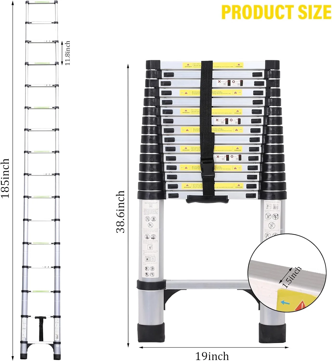 16.5FT Telescoping Ladder A-Frame Aluminum Extension Ladders with Tool Platform and Moverable Wheels,Multi-Purpose Collapsible Ladder for Household Or RV Outdoor Work,Duty330lbs（Dark Green）