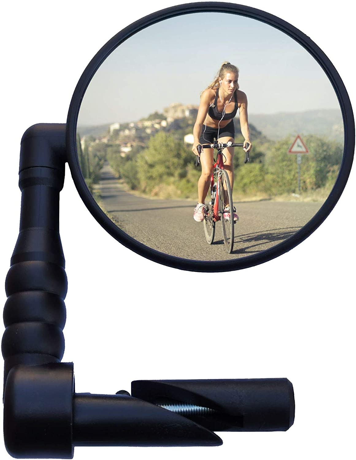 XSafe Bike Mirror Rearview, Handlebar Mount Rear View Mirror Wide Angle, Safety Convex Glass for Mountain Road Bike, Adjustable Rotation 360° Rear-View Mirror