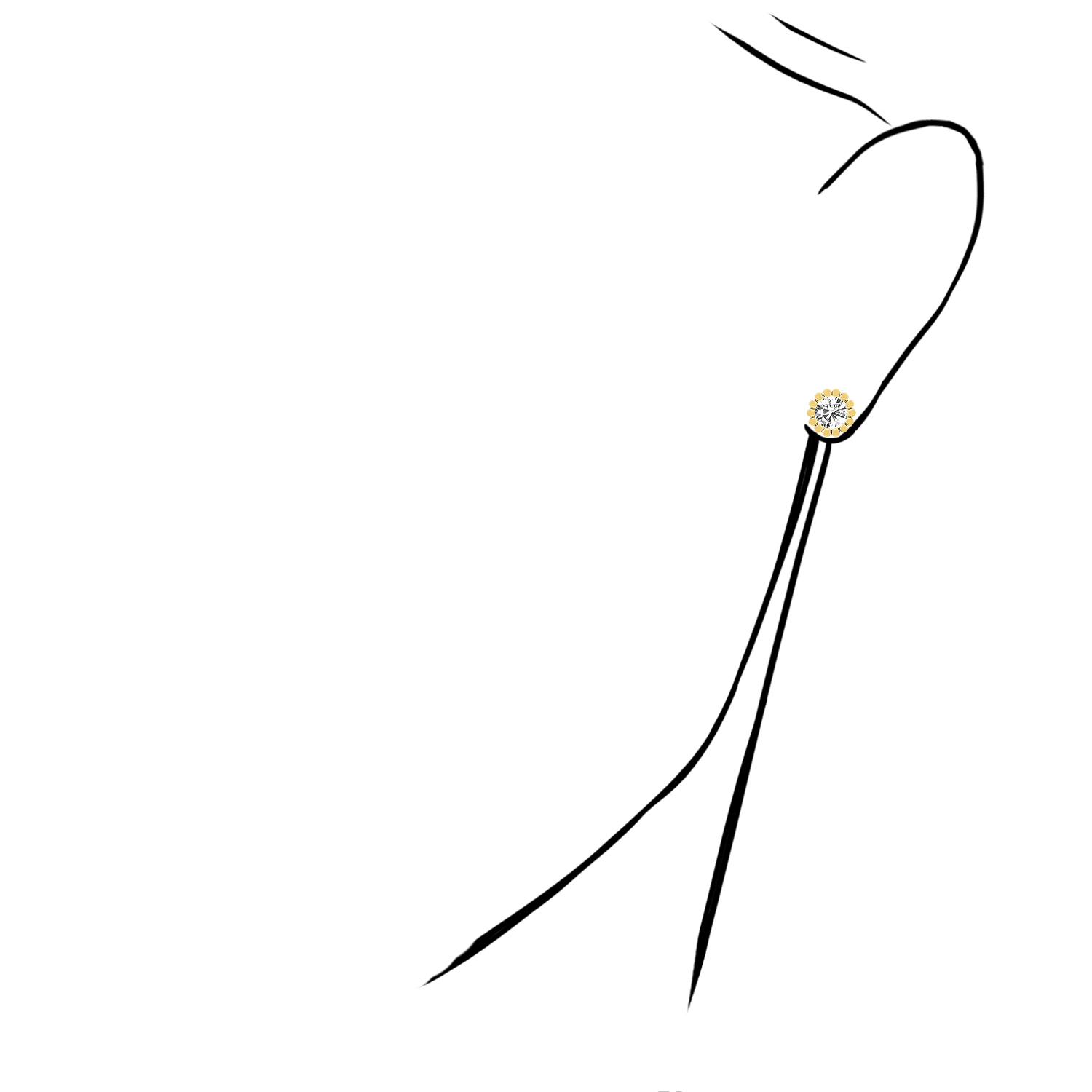 2.00CTW Lab-Grown Diamond 14K Gold Yellow White Rose Flower Stud Earrings