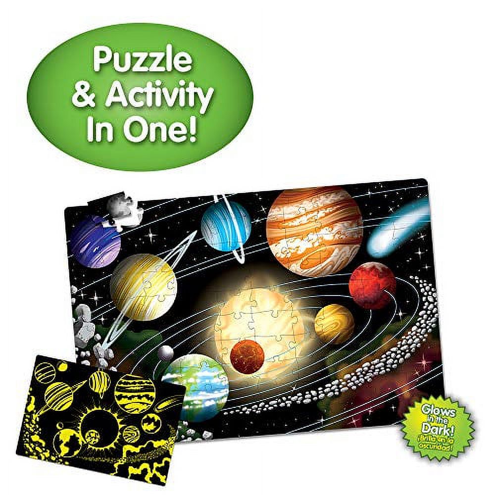 The Learning Journey Puzzle Doubles Glow in the Dark - Space - 100 Piece Glow in the Dark Puzzle, Space Puzzles For Kids Ages 4-8, Solar System Puzzle For Kids, Award Winning Educational Toys