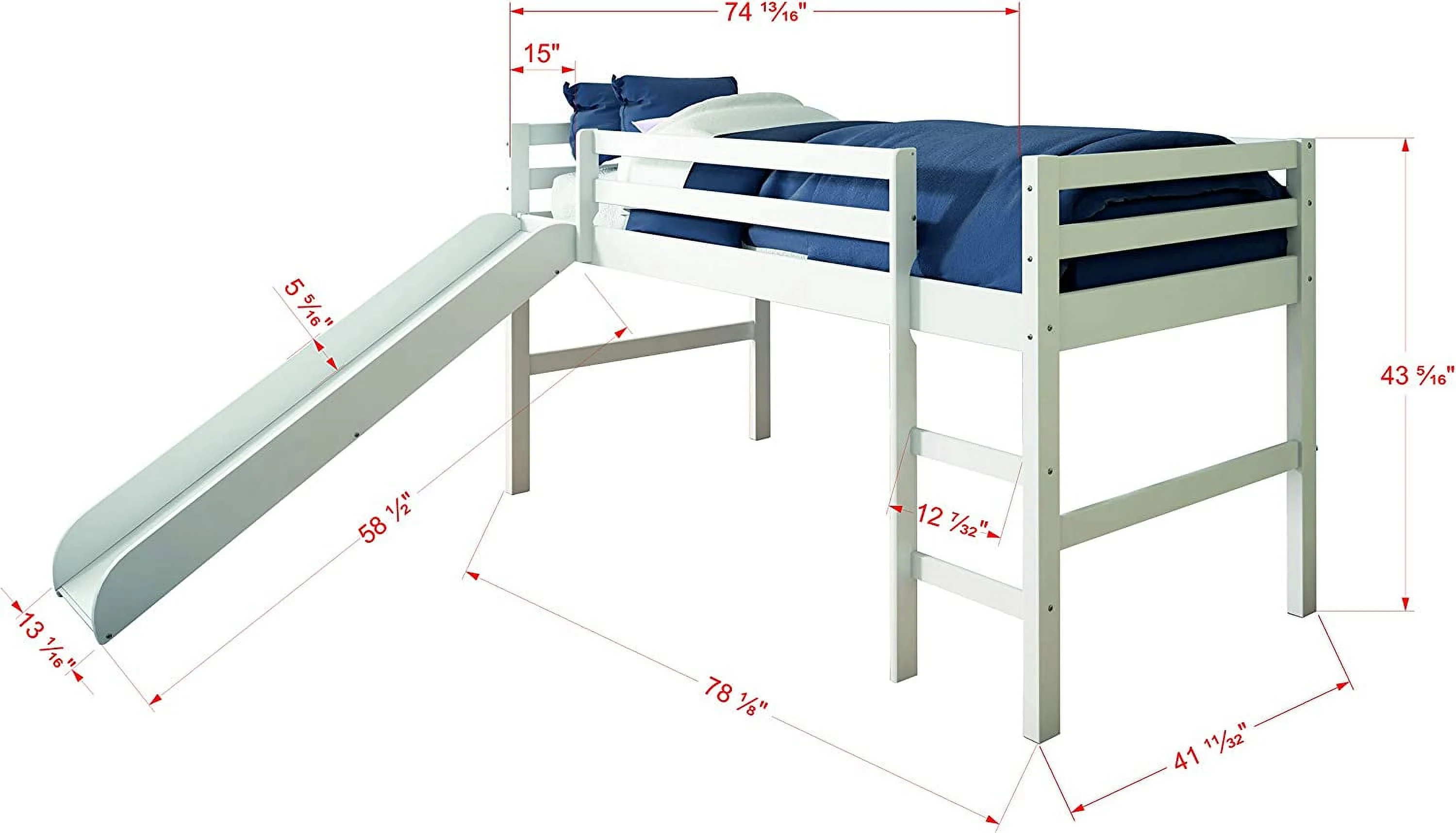 PD-750TE-C Twin Size Tent Loft with Slide & Slat-Kits Mattress Ready - Light Espresso & Camo