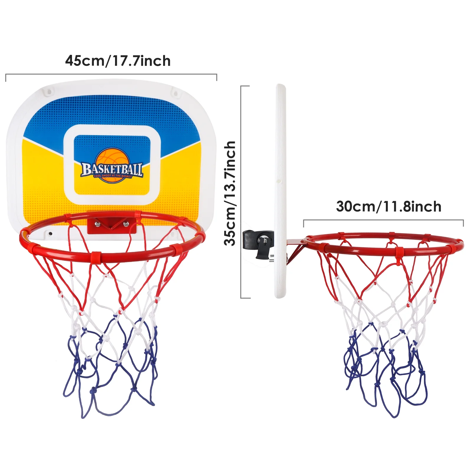 Trampoline Basketball Hoop,Mini Basketball and Pump Straight Pipe Trampoline Basketball Attachment Hoop diameter 9inch
