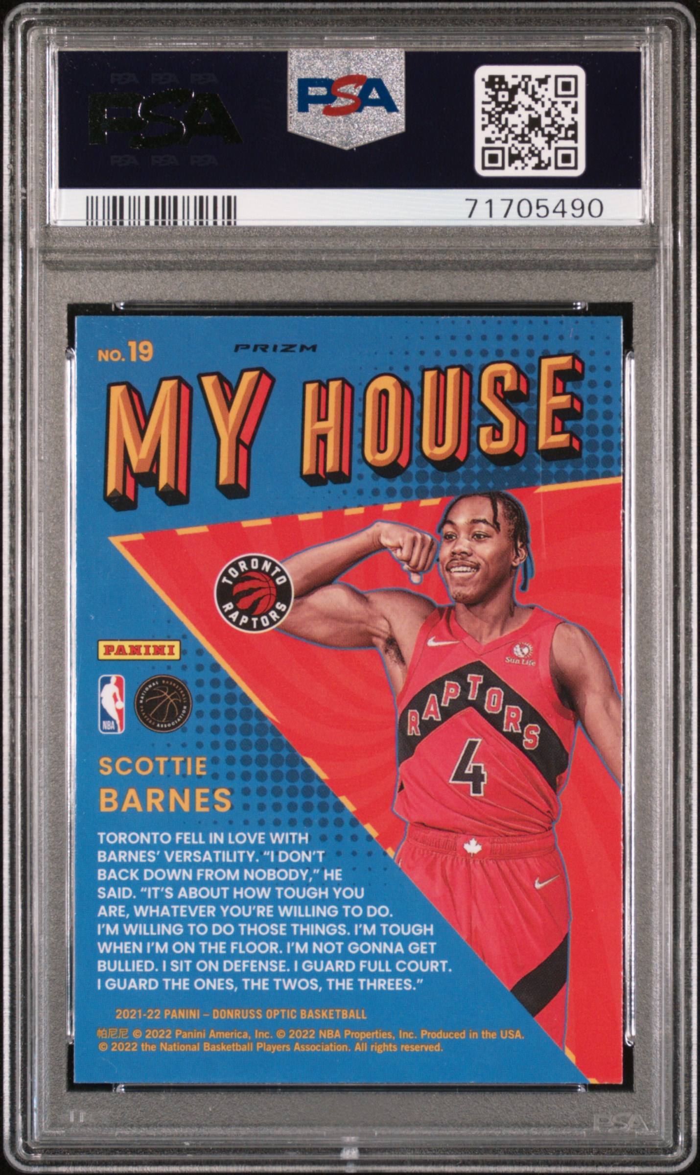 Scottie Barnes Raptors 2021 Donruss Optic My House Green Shock Rookie Card PSA 9