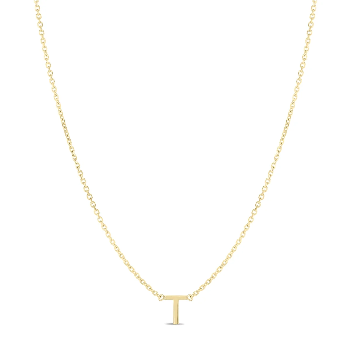 SZUL Women's 14K Solid Yellow Gold T Mini Initial Necklace