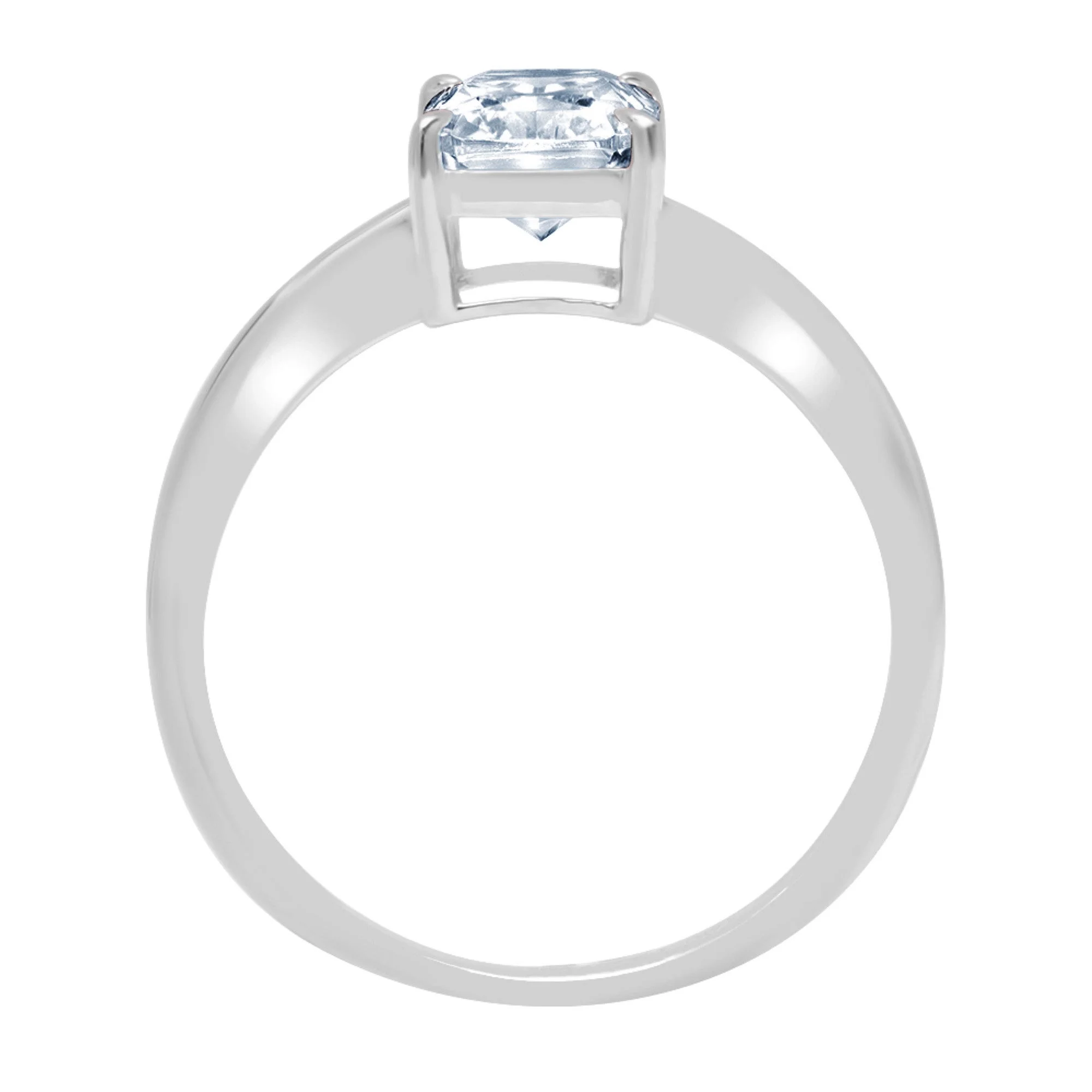 1.75 ct Brilliant Radiant Cut Natural Swiss Blue Topaz 14k White Gold Solitaire Ring SZ 5.5