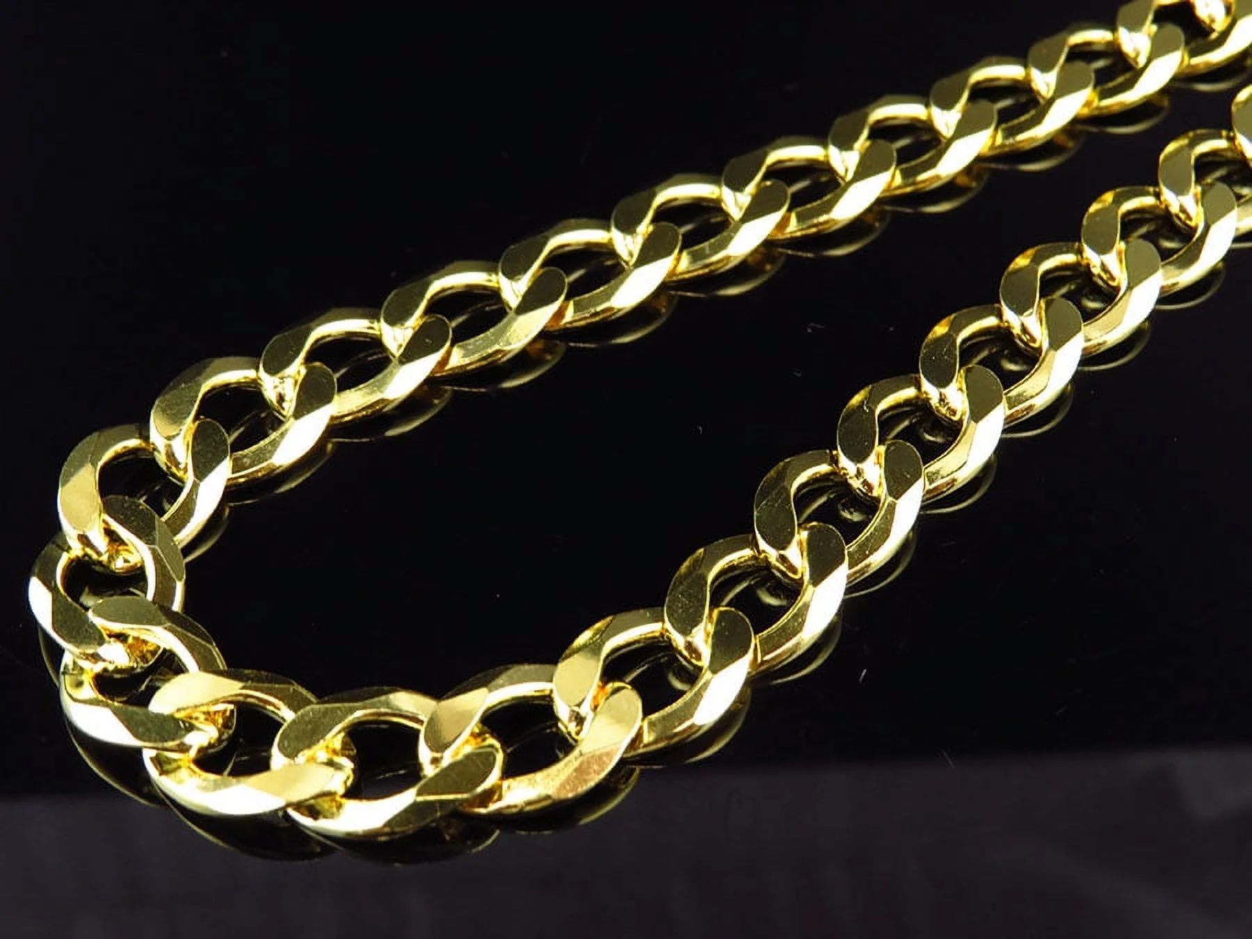 Yellow Gold Finished Curb Cuban Link 10MM Chain Necklace 18