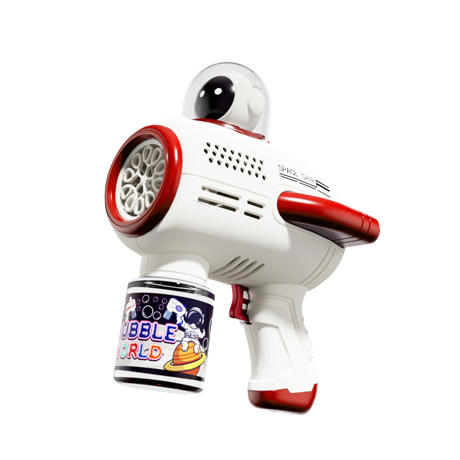 Clearance!Space Astronaut Bubble Machine Handheld Fully Automatic Gatling Blowing Bubble Gun 10 Holes Electric Children'S Toys Red
