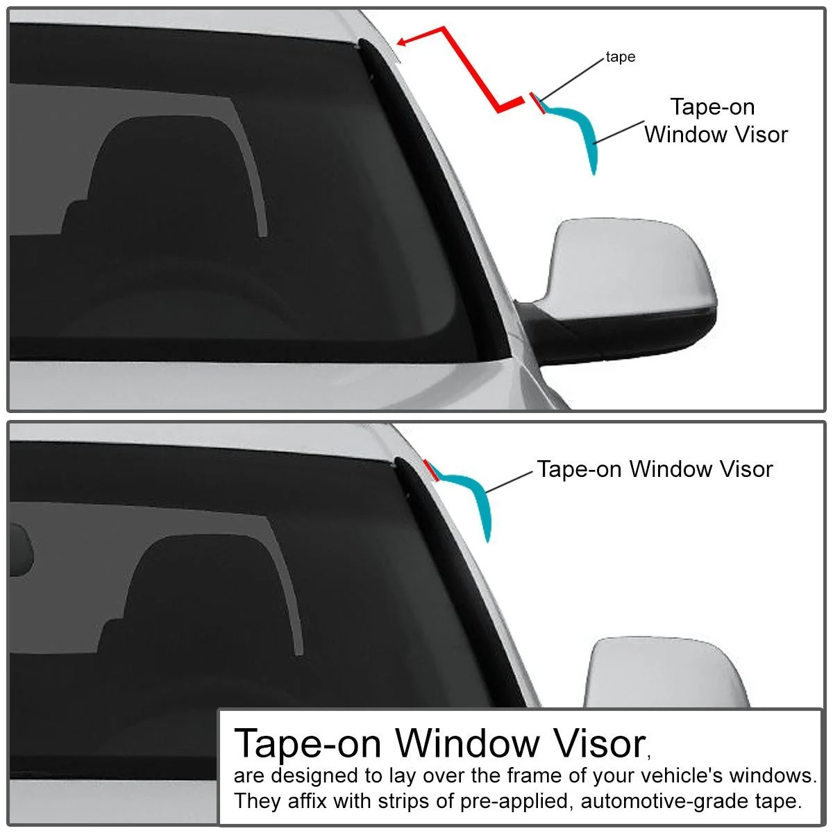 DNA Motoring WVS-T2-0041 For 2008 to 2016 Dodge Caravan / Chrysler Town&Country 2pcs Window Visor Deflector Rain Guard (Dark Smoke) 09 10 11 12 13 14 15