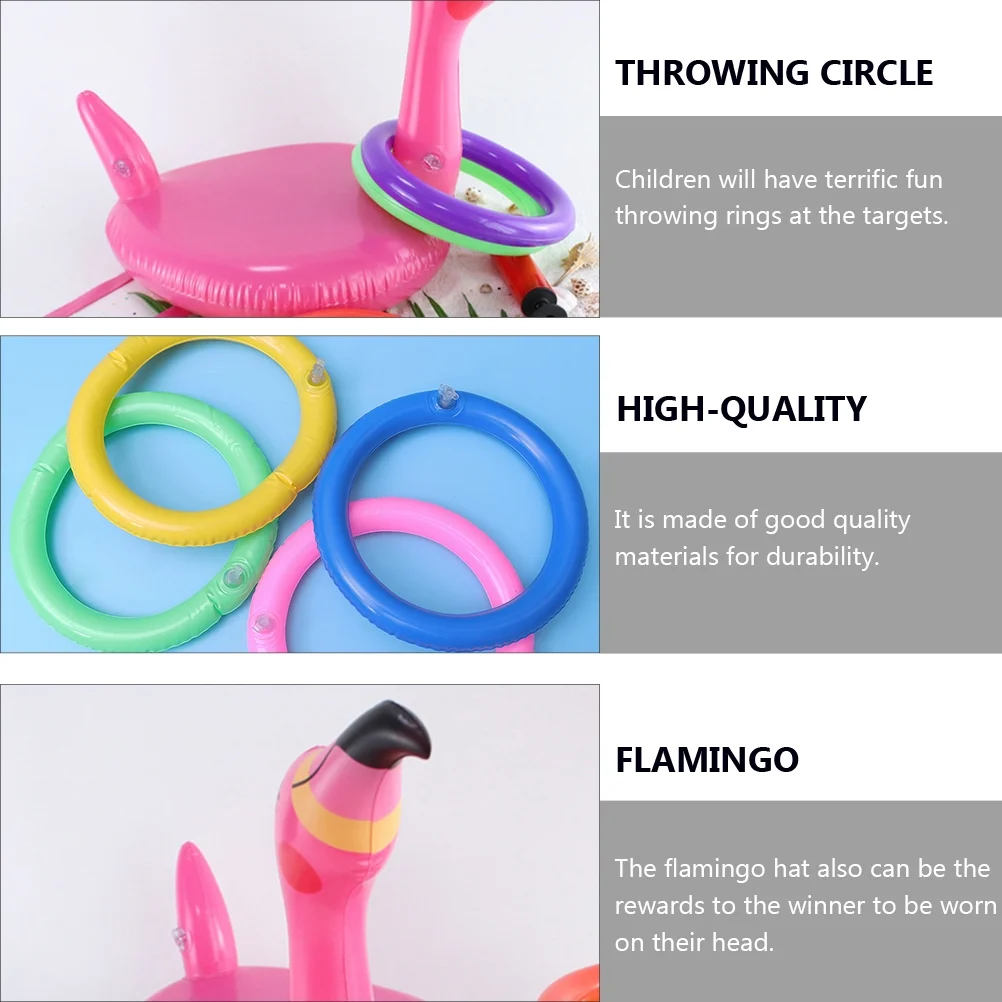 1 Set Inflatable Flamingo Hat Ring Tossing Game Toy Party Toy(Random Color Ring)