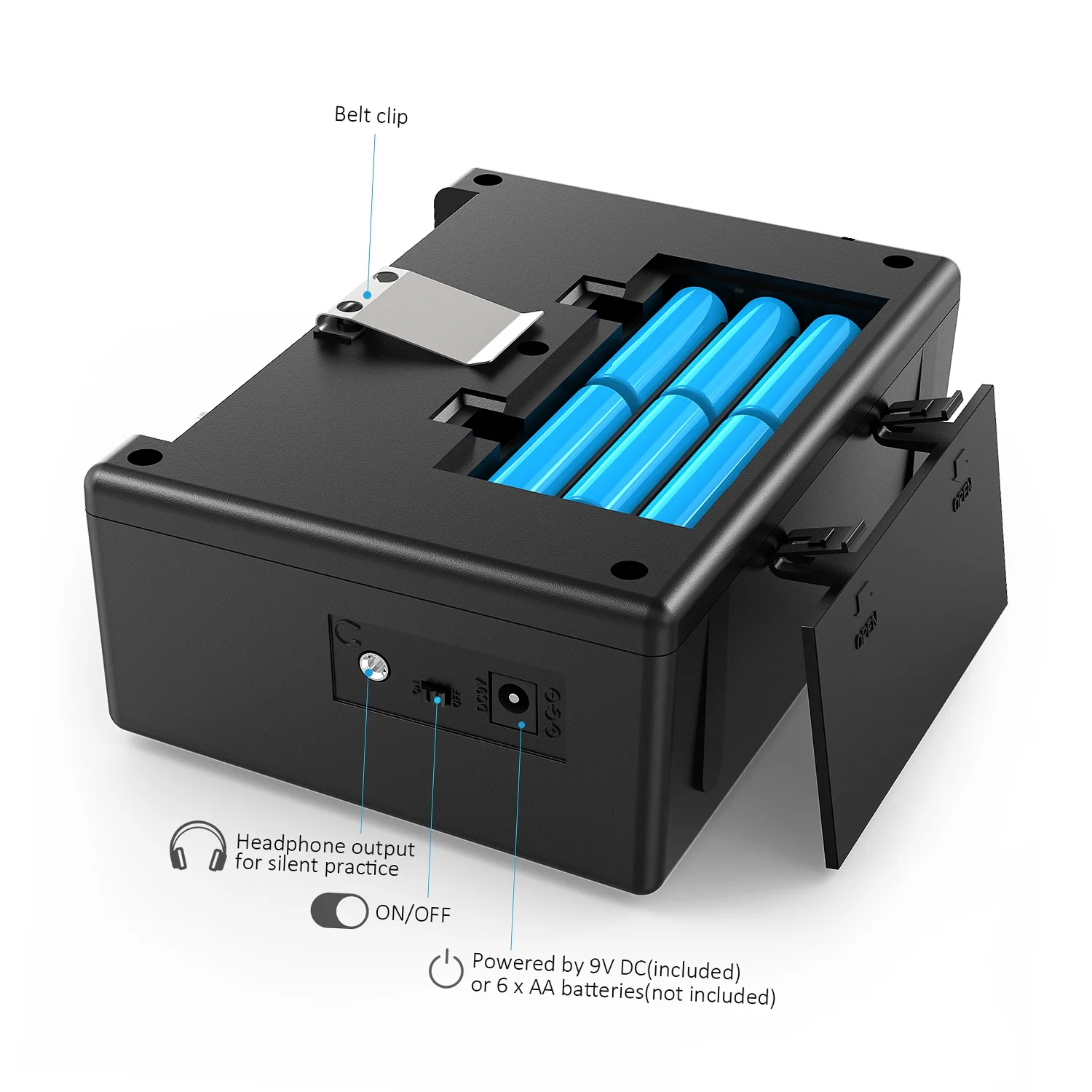 POCKAMP Portable Guitar Amplifier Amp 5 Watt Built-in Multi-effects 80 Drum Rhythms Support Tuner Tap Tempo Functions with Aux Input Headphone Output, Power adapter included