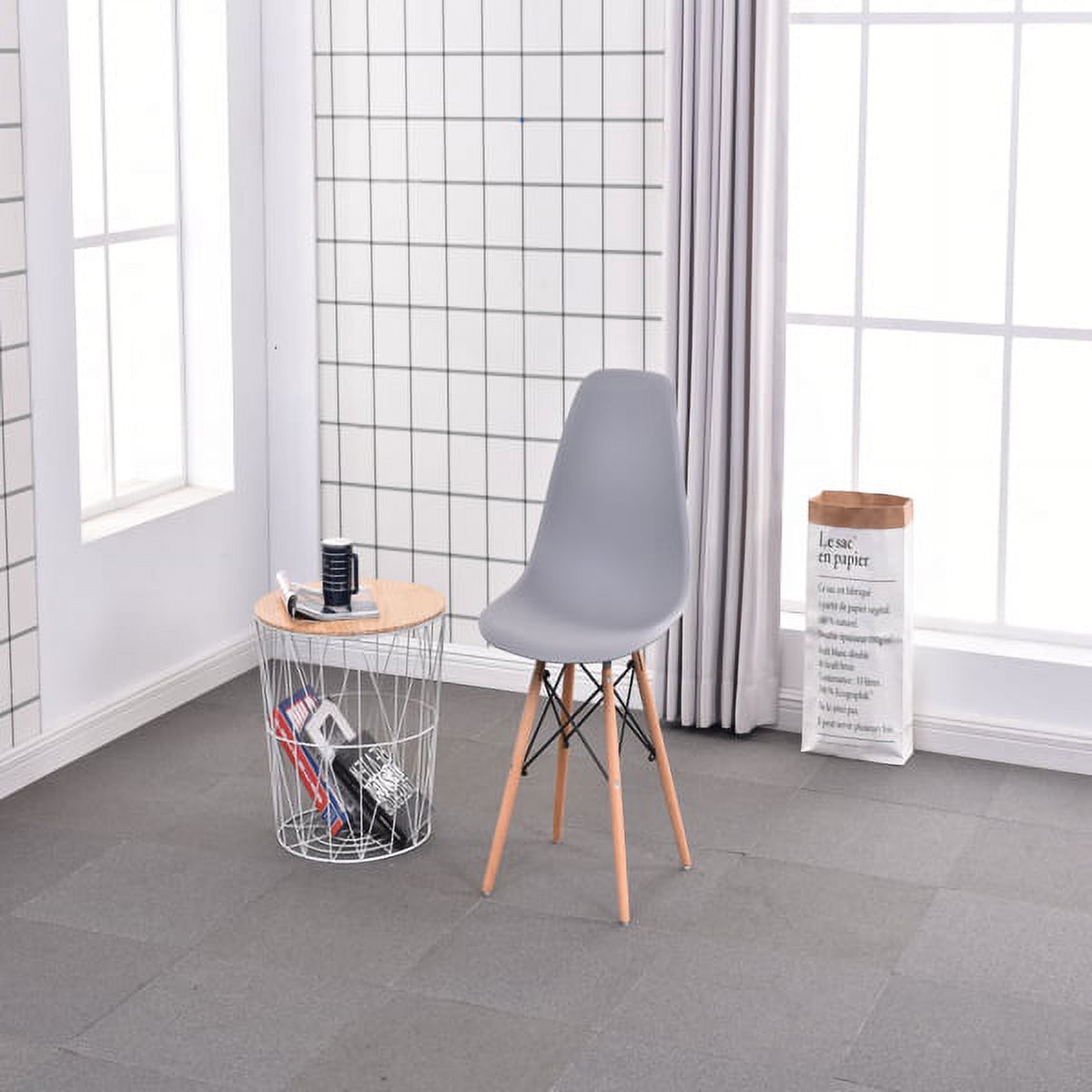 Topeakmart Set of 4 Dining Chairs Modern Design with Natural Beech Wood Chair Mid Century Style for Kitchen Dining Bedroom Living Room Gray