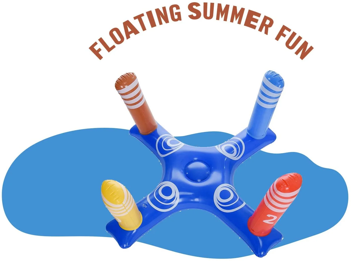 Land Inflatable Swimming Pool Water Toy Game, Pool Ring Toss Game with 4 Toss Throwing Rings for Multiplayer Party Game for Adults, Kids and Family Outdoor