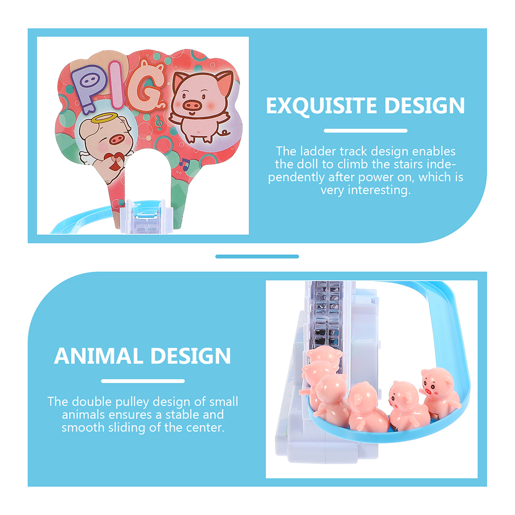 2 Sets  Small Piggy Sliding Toys Electric Piggy Climbing Stairs Tracks Slide Toy for Kids Toddlers