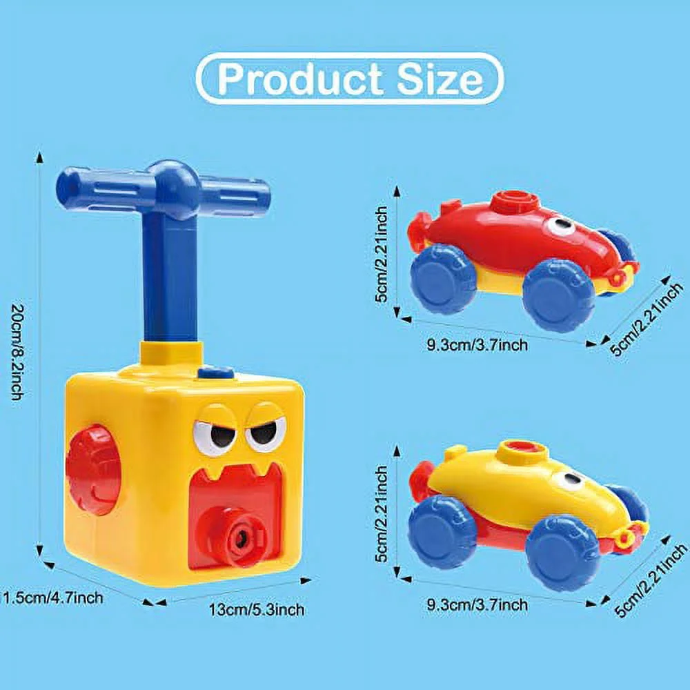 BAKAM Power Balloon Car Toy for Kids, Balloon Launcher Car Toy Set for Kids Science Toy, Inflatable STEM Balloon Pump Cars Racer Kit for Boys Girls