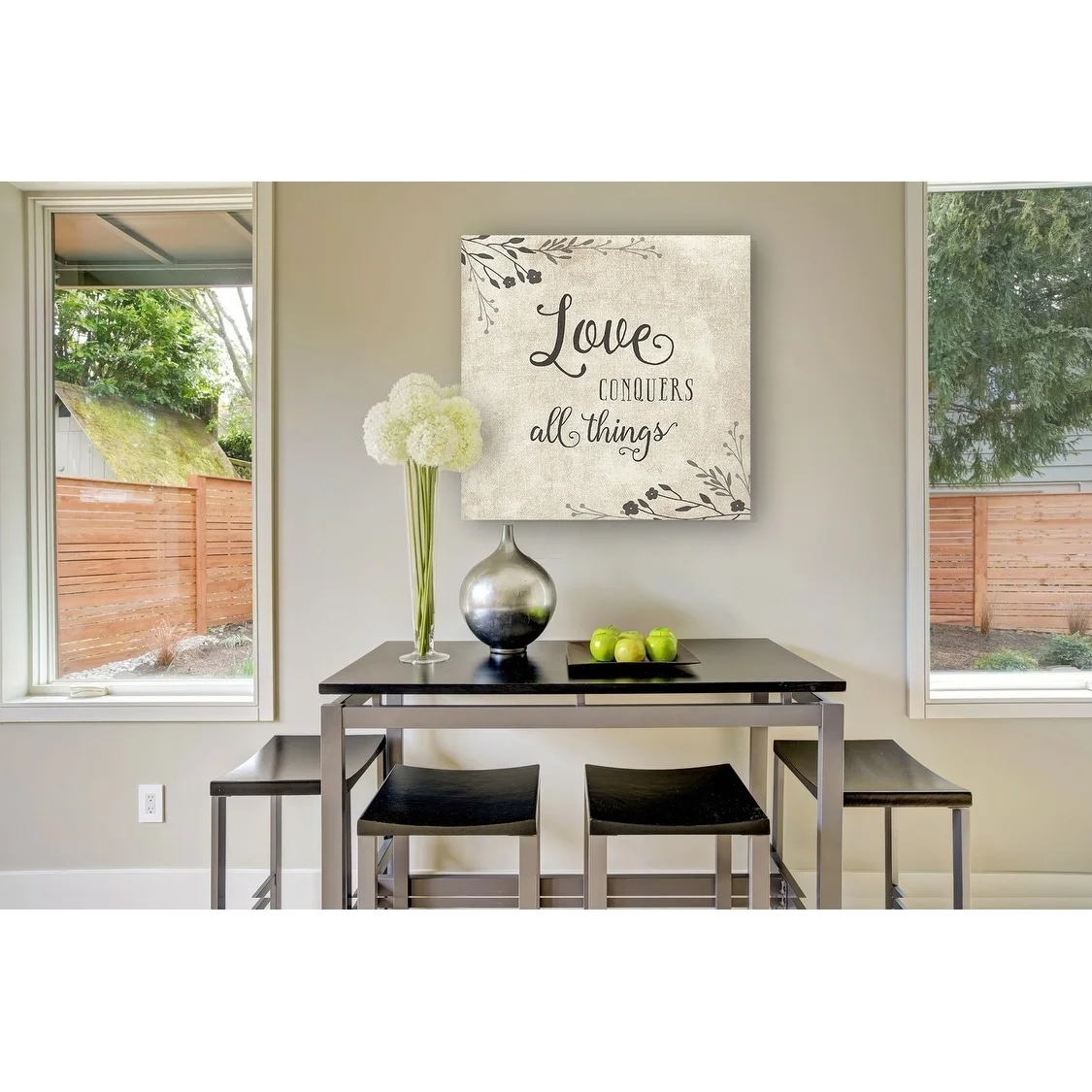 Wexford Home Love Conquers -Gallery Wrapped Canvas - yellow, blue, green, red, black, white 10x10