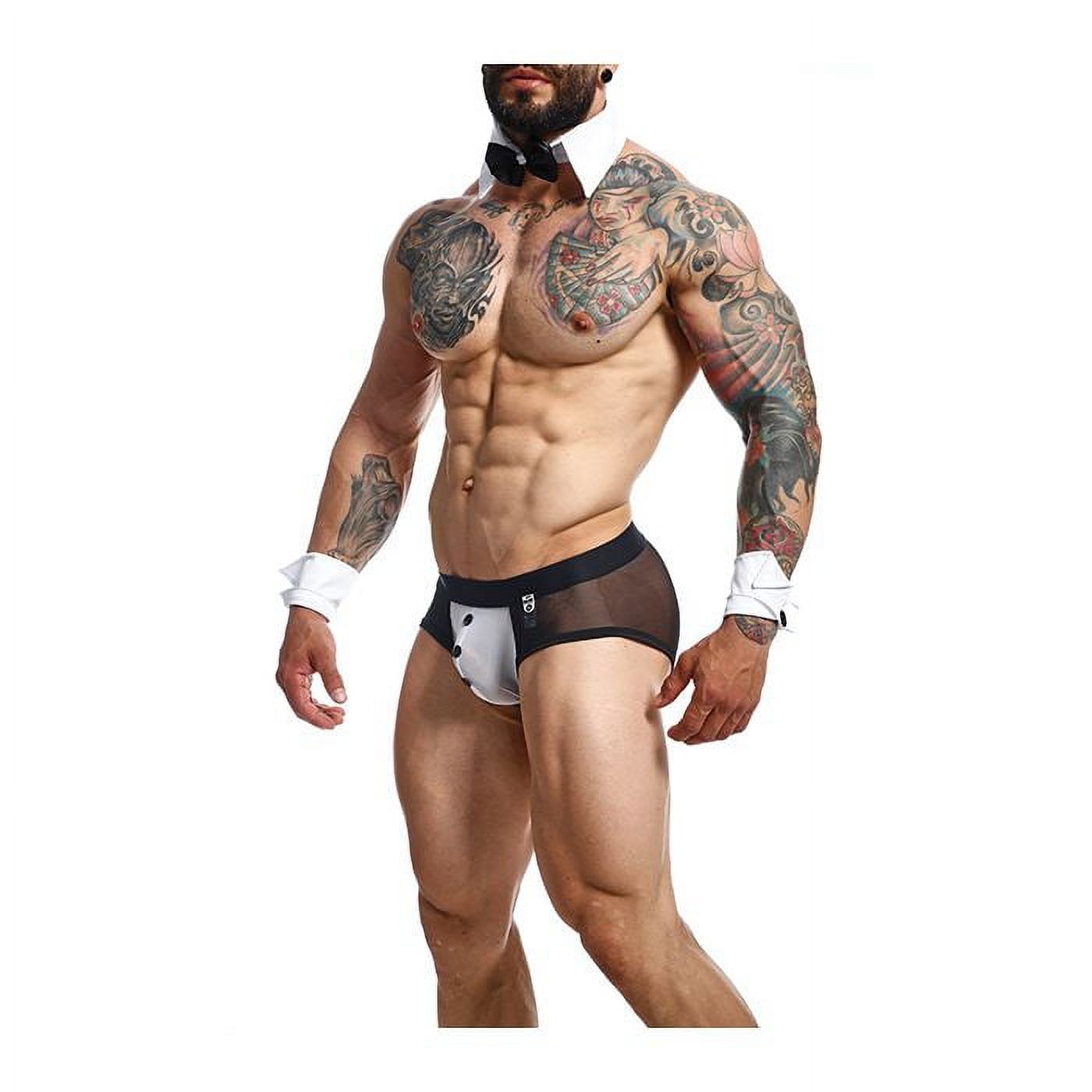 Male Basics Mob Maitre D Brief, Bow & French Cuffs Black/white Sm