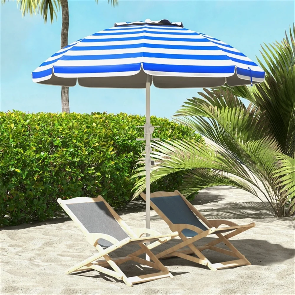 Yilufa Striped Outdoor Beach Umbrella UV Protection Sunshade Tilt Backyard Camp Trip Parasol
