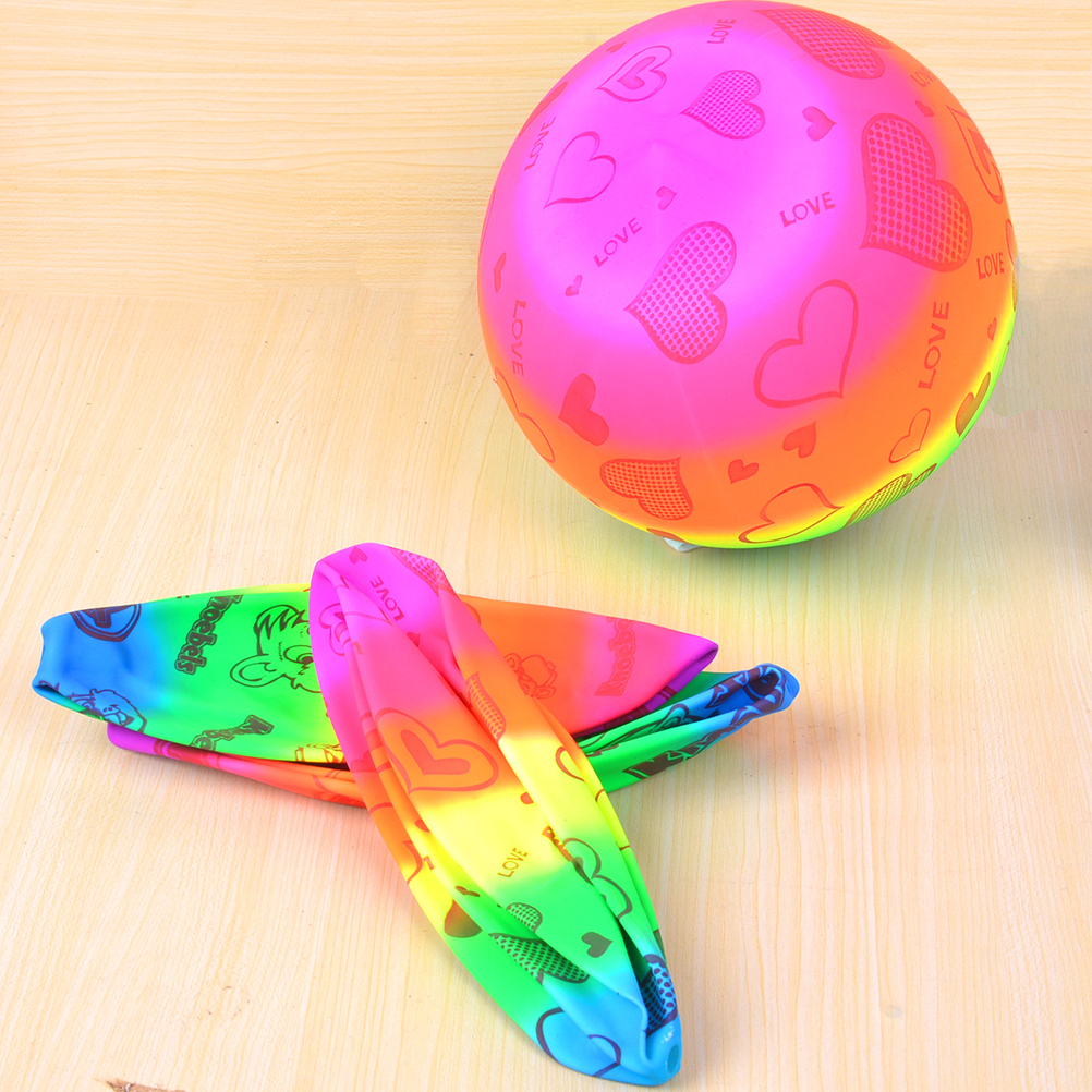 Frcolor 3pcs Baby Kids Inflatable Beach Volleyball Rainbow Volleyball Toys Colorful Funny Balls Indoor Outdoor Game Training Volleyball Toys (Random Pattern)