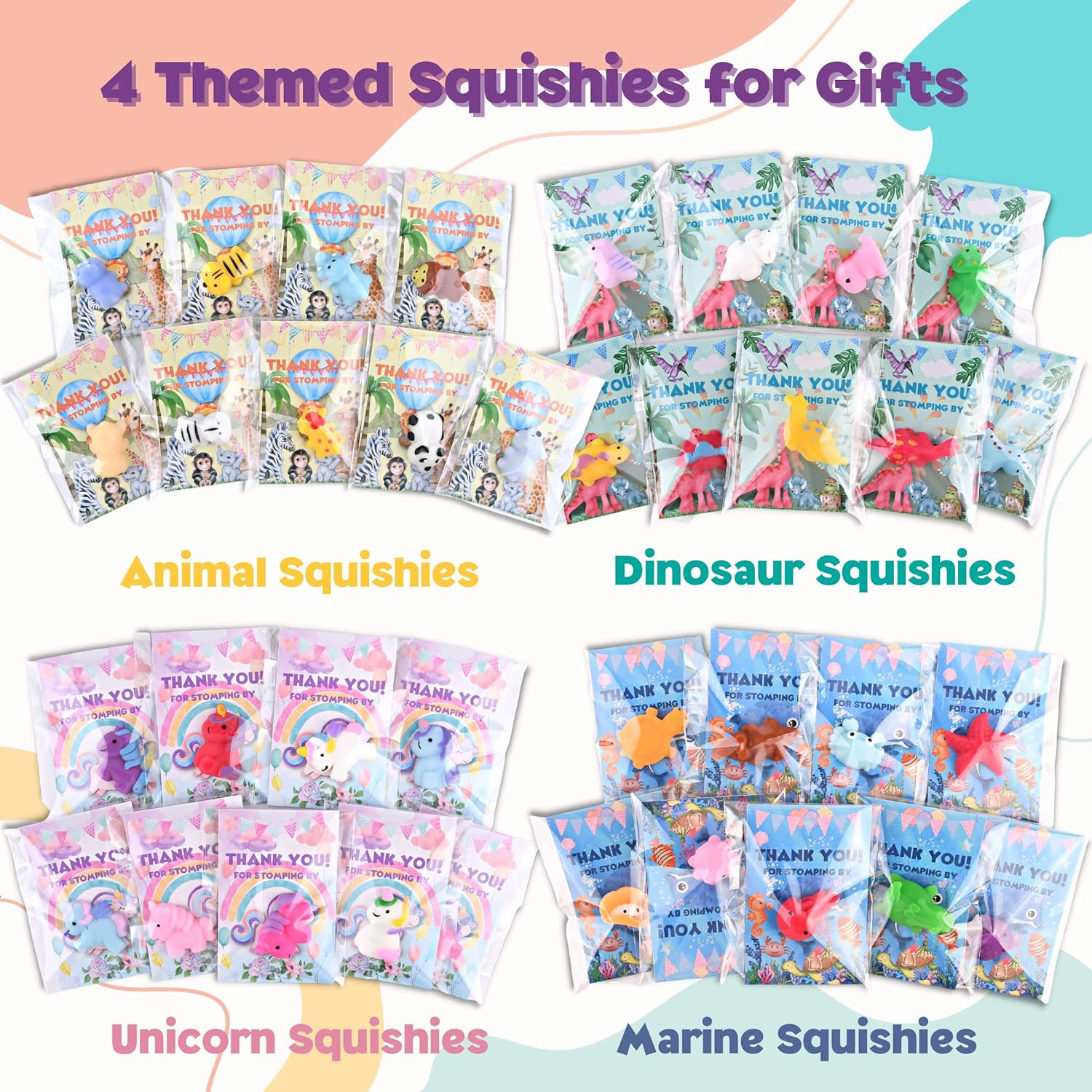 Squishy Party Favors for Kids - 36 Packs - Mini Stress Relief Toys