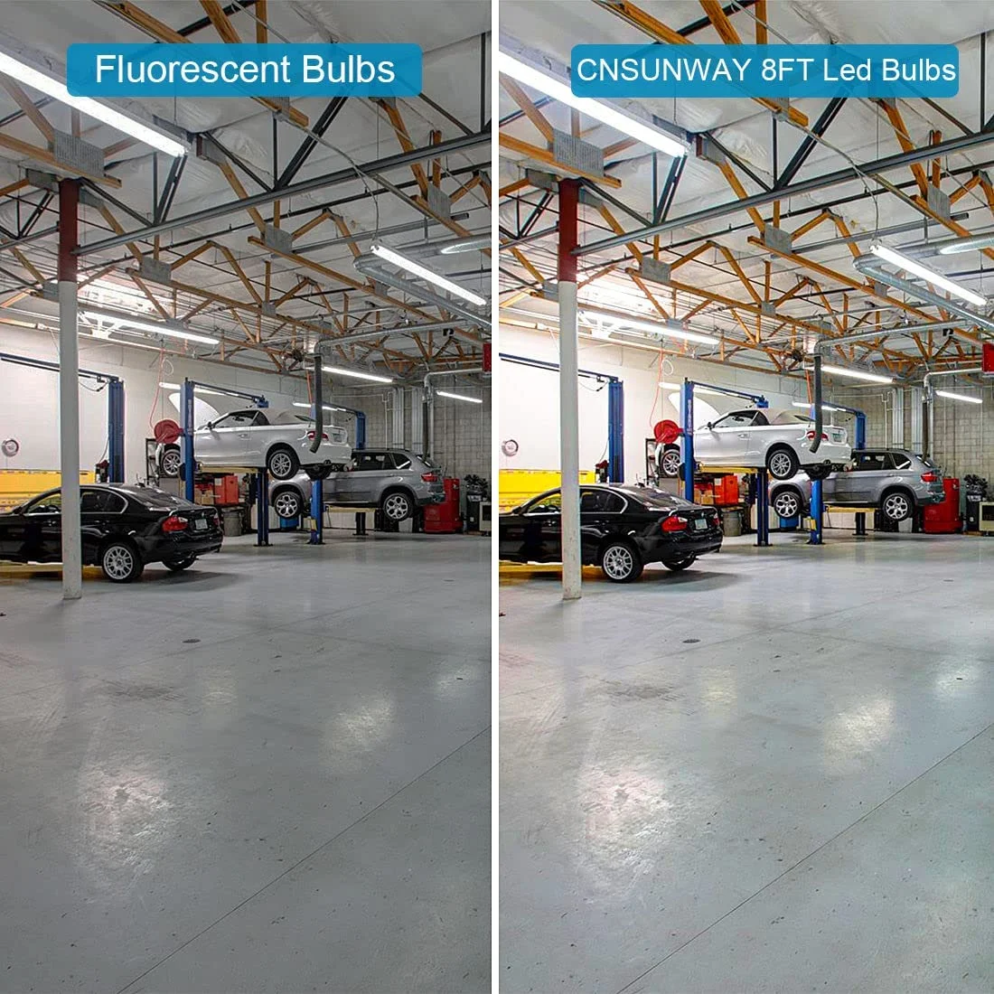 Single Pin T8 LED Tube Light 8ft Fa8 LED Bulbs, 45W 5000K Daylight, 8-Pack