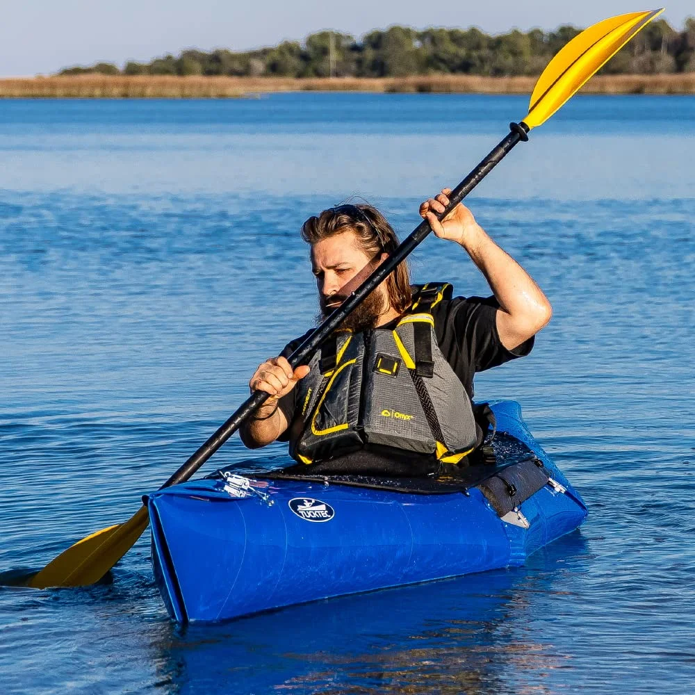 Tucktec Advanced 10 Foot Folding Kayak - Stronger Than a Inflatable Kayak- Ideal for Kayak Fishing - Set up The Foldable Kayak Canoe in 2 Minutes - 1 or 2 Person - Adults and Kids (Black)