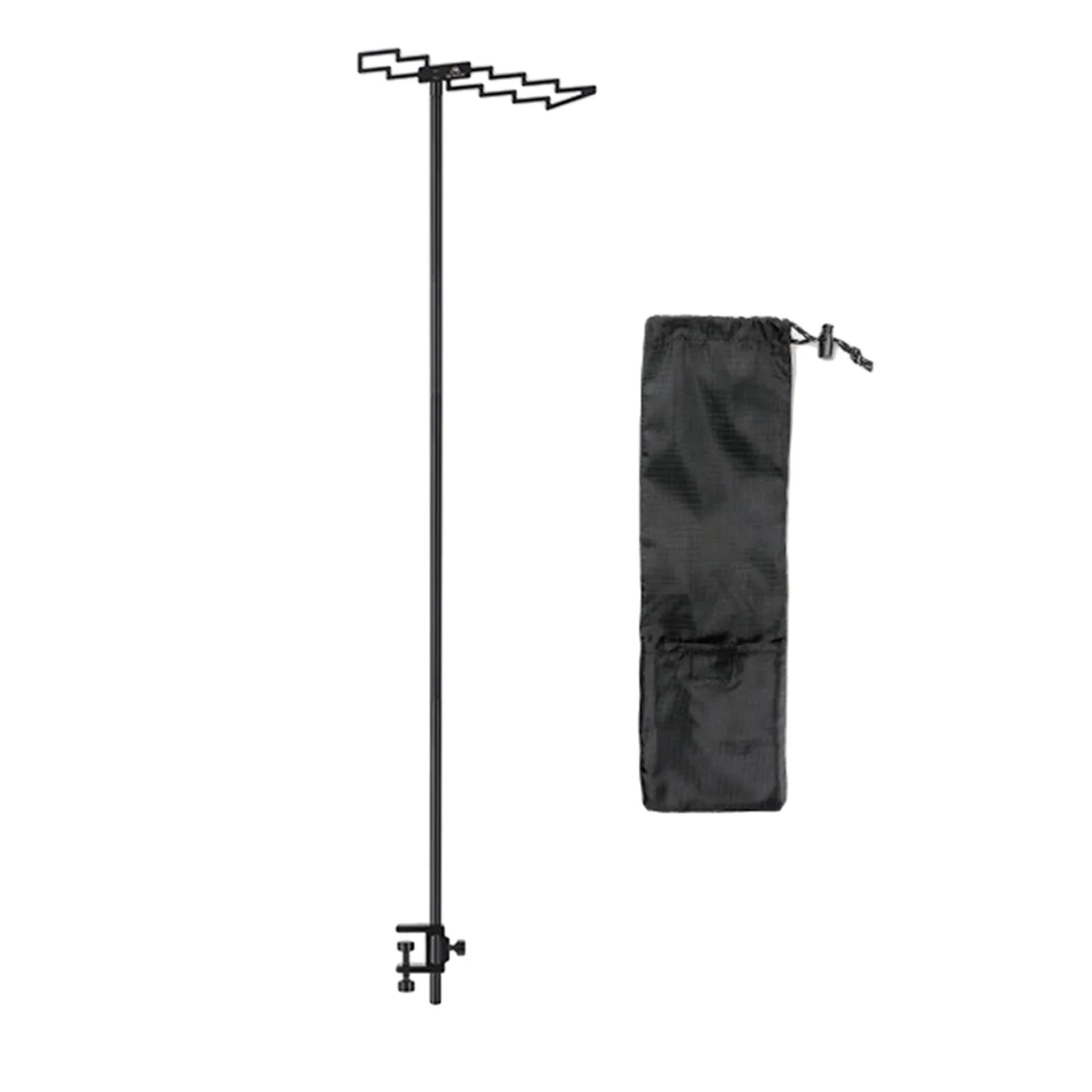 Compact Camping Lantern Stand Holder Table Clamp Tent Hook Foldable Outdoor Lamp Pole Post for Traveling Hiking 8mm-25mm Thickness Desktop Flash