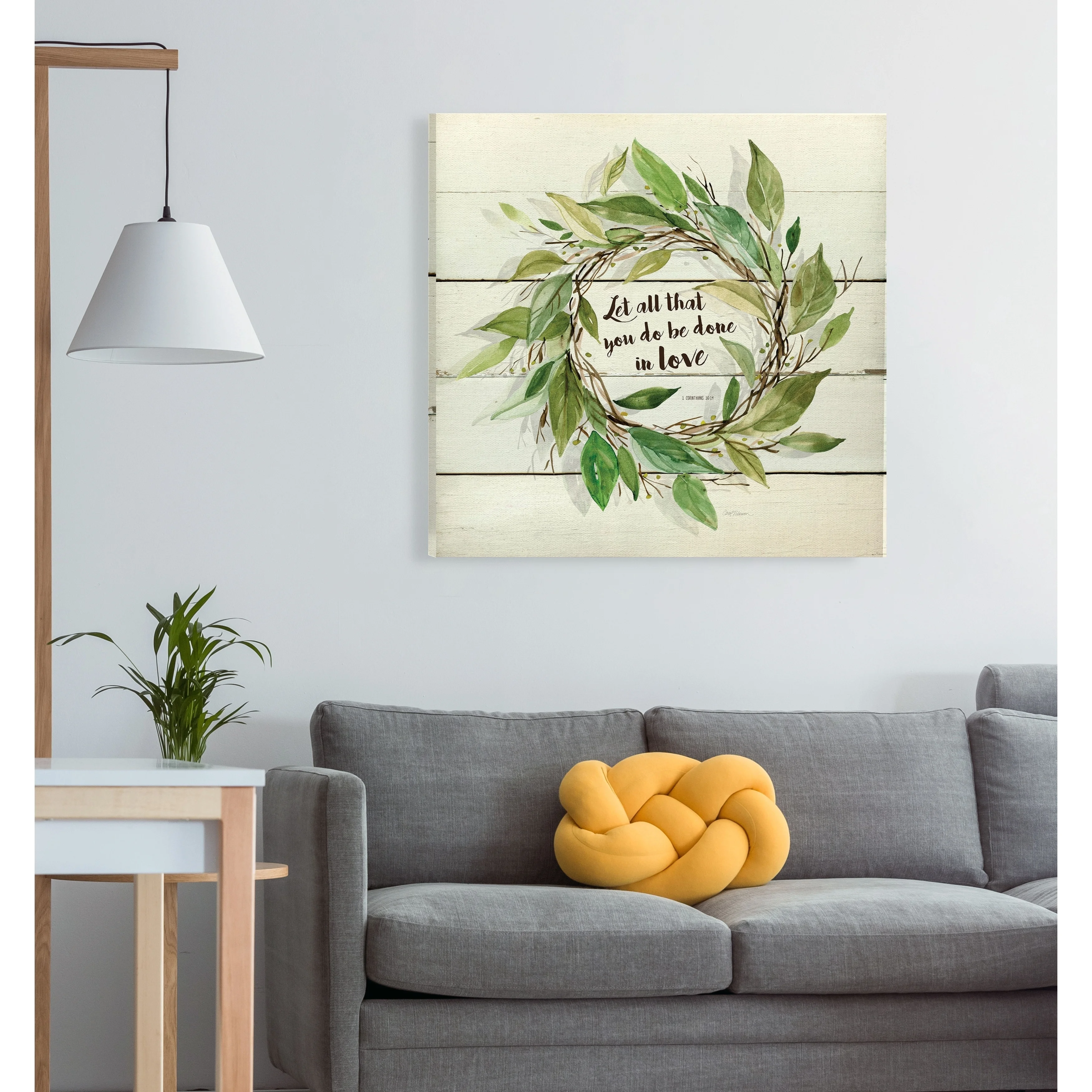 Wexford Home Corinthians Wreath -Gallery Wrapped Canvas - yellow, blue, green, red, black, white 10x10